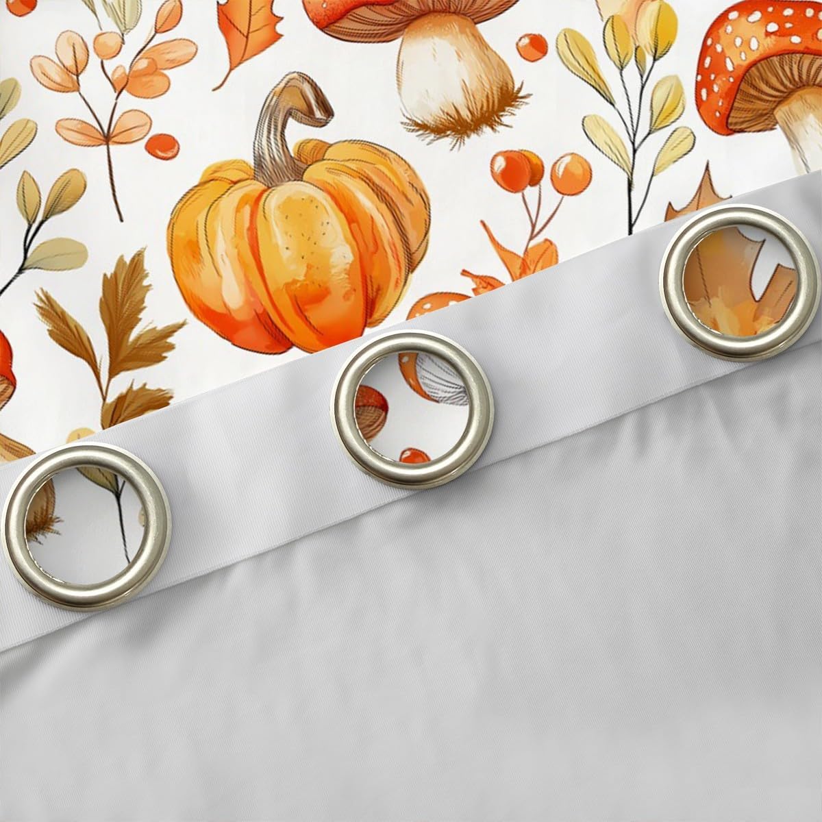 Erosebridal Thanksgiving Pumpkin Blackout Curtains for Living Room, Mushroom Botanica Window Curtains 2 Panels 52" Wx63 L, Maple Leaves Window Treatments Drapes Fall Home Decor Aesthetic Decor image 5
