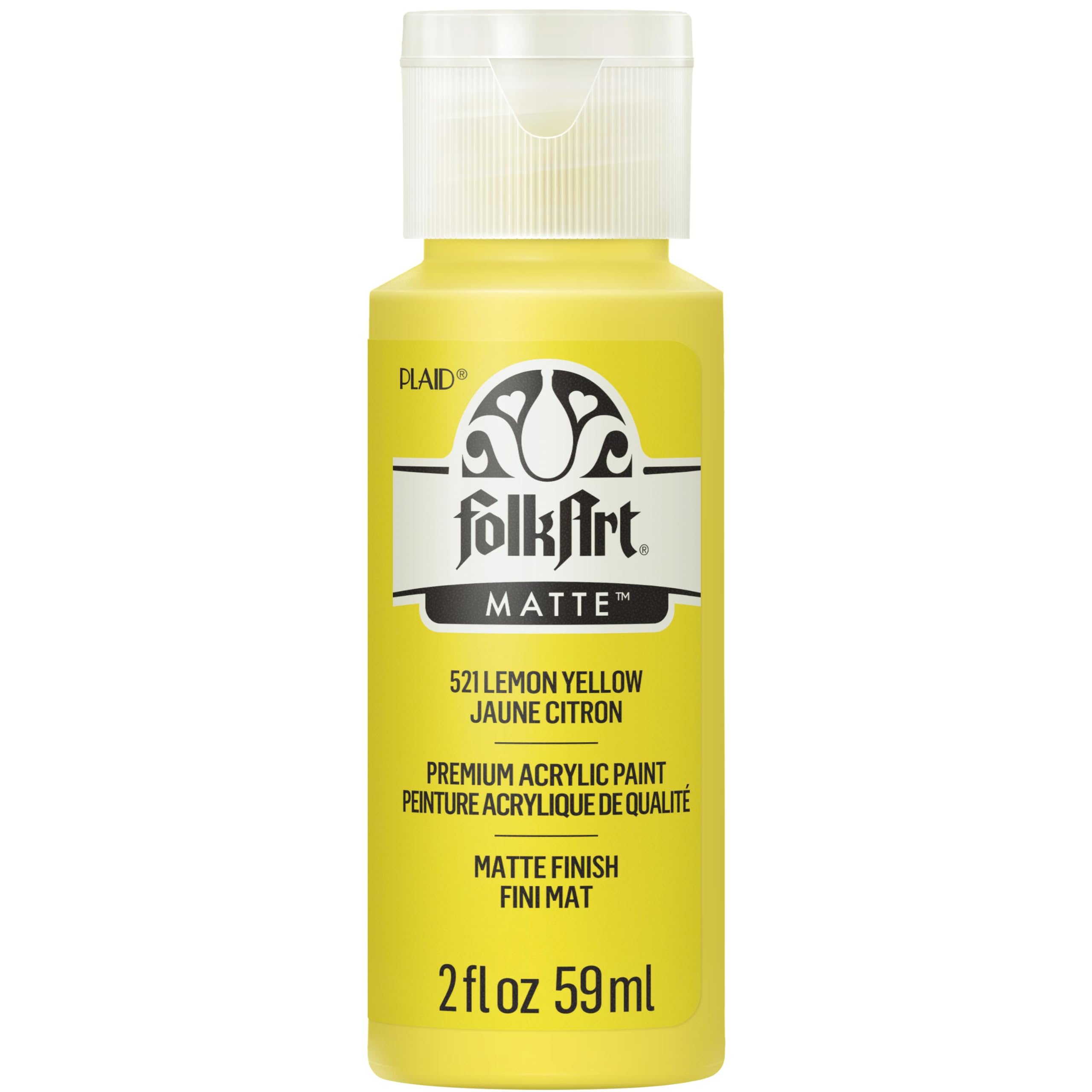 FolkArt Acrylic Paint in Assorted Colors (2 oz), 521, Lemon Yellow