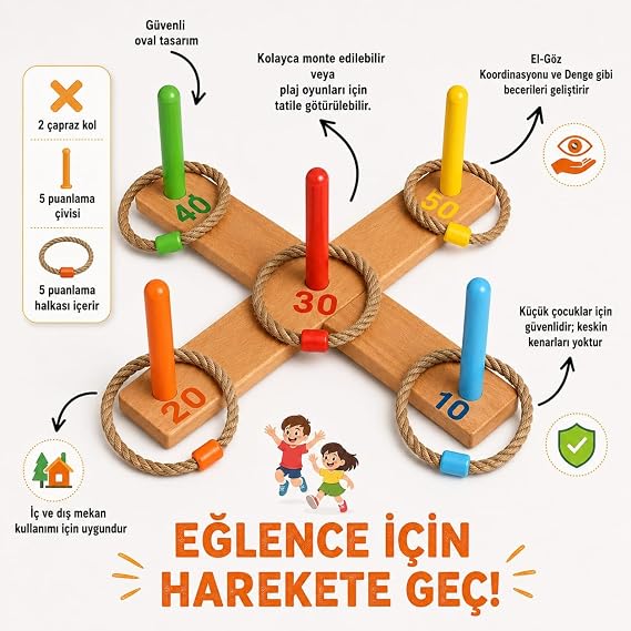 Halka Atma Oyunu Mesafe Tahmin Oyunu Ahşap Oyuncak