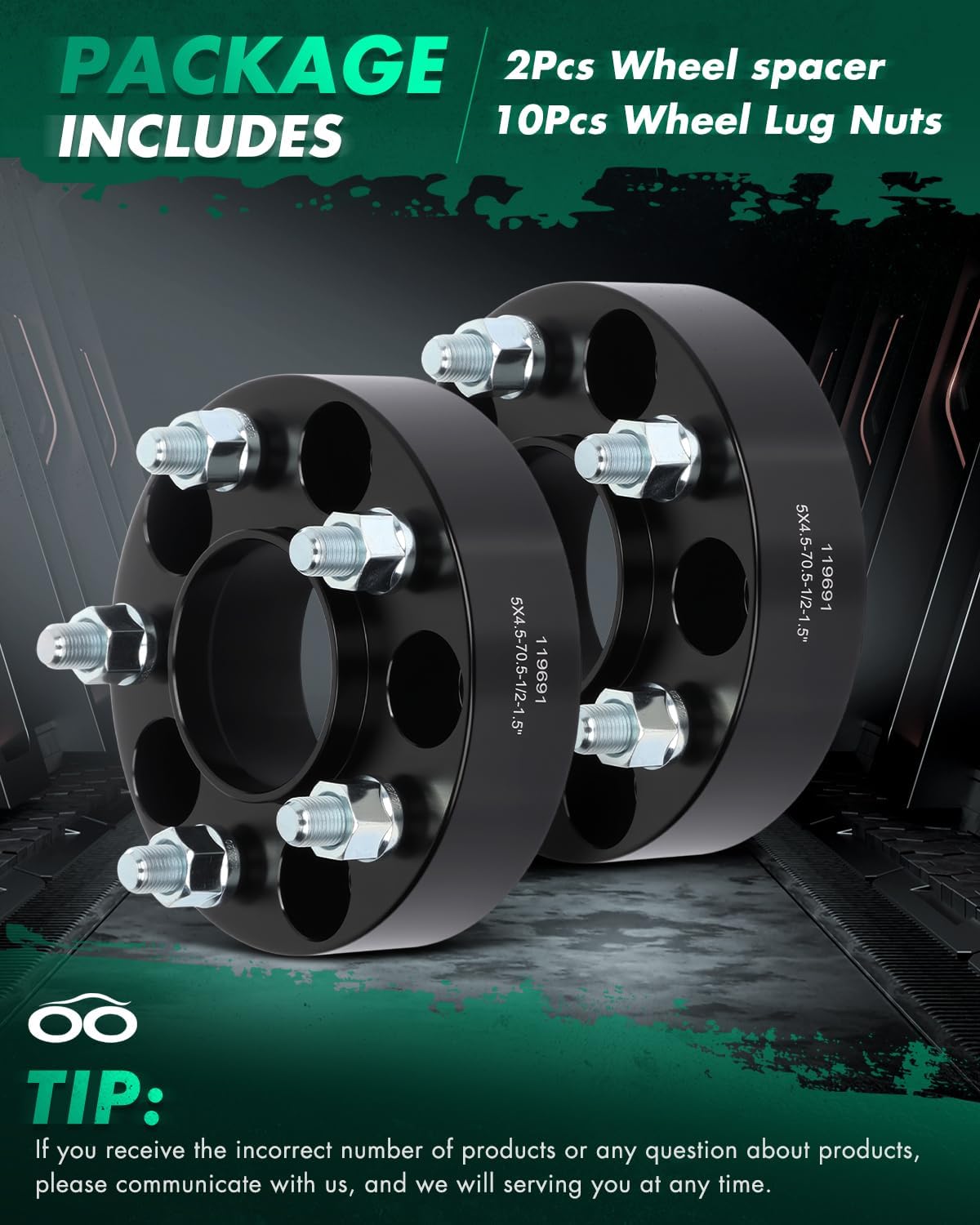 SCITOO 2X 5x4.5 Wheel Spacers Hubcentric 70.5 1.5" Wheel Spacers 5x114.3mm 1/2" Studs fits for 1982-1990 for Bronco 2007-2011 for Edge
