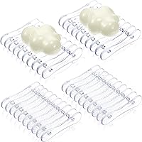 Vista 8 de Plastic Bar Soap Holder Soap Saver Tray Bar Dish Self Draining Dishes for Sponge Dryer Bathroom Toilet Shower Kitchen Restaurant Counter(Clear,6