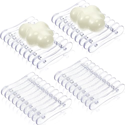 Miniatura 8 de 6 piezas de plástico transparente soporte para jabón, bandeja de jabón, jabonera autodrenante para jabón y esponja secadora de jabón, baño, ducha,