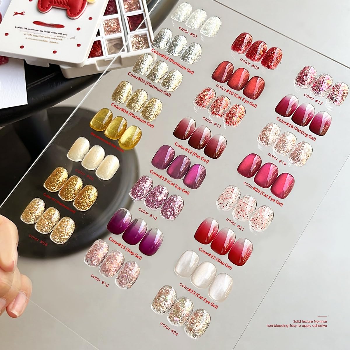 Nail & Yolly 24 Color Red Reflective Gel Nail Polish Set, Gradient DIY Design, 4 in 1 for Nail Art Stamping and Manicure
