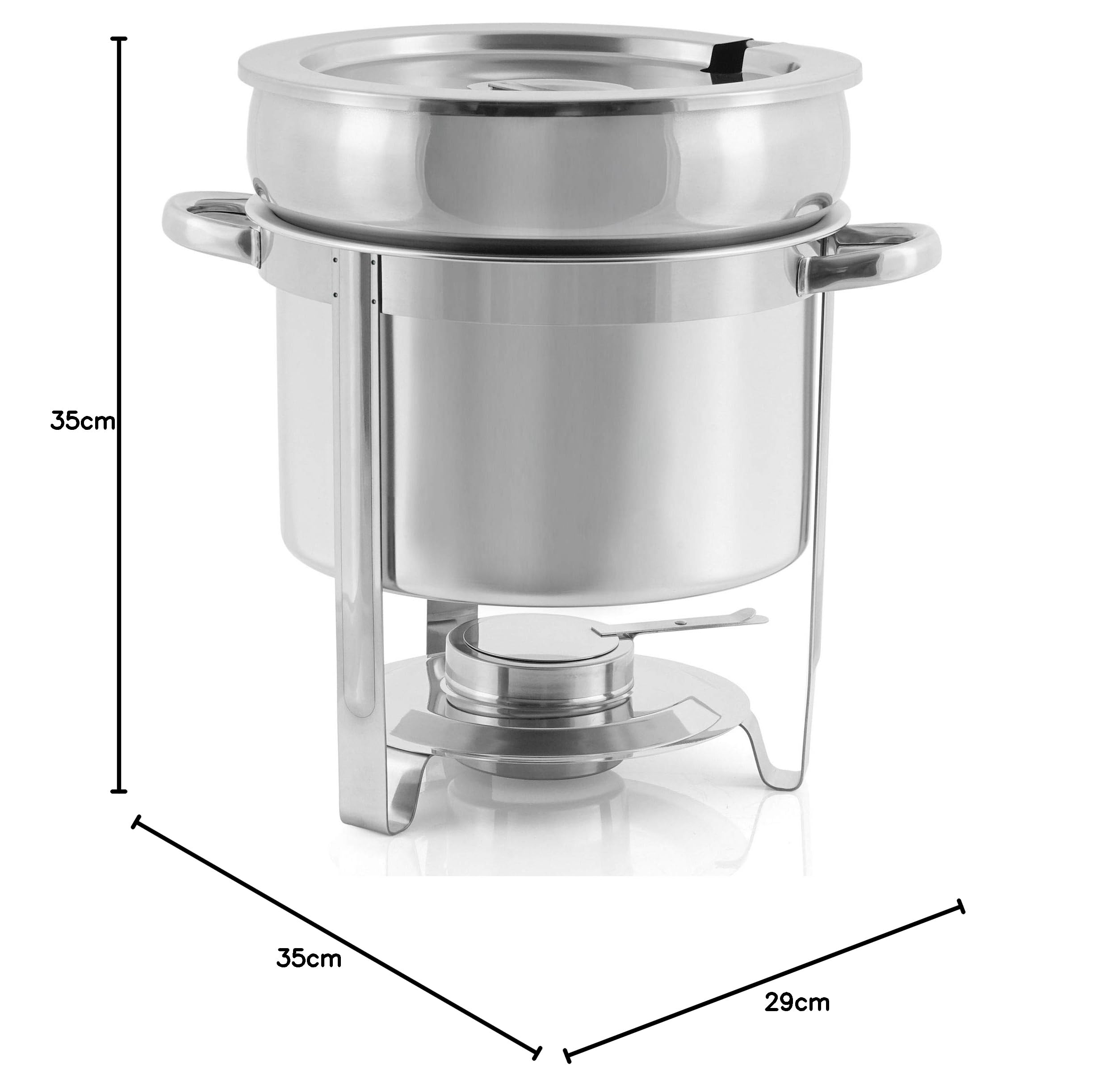 Mahlzeit Chafing dish in acciaio inox rotondo 10 litri | Scaldavivande Scalda zuppa Bain Marie pentola per zuppa Chafing dish per buffet catering buffet gastronomia e feste
