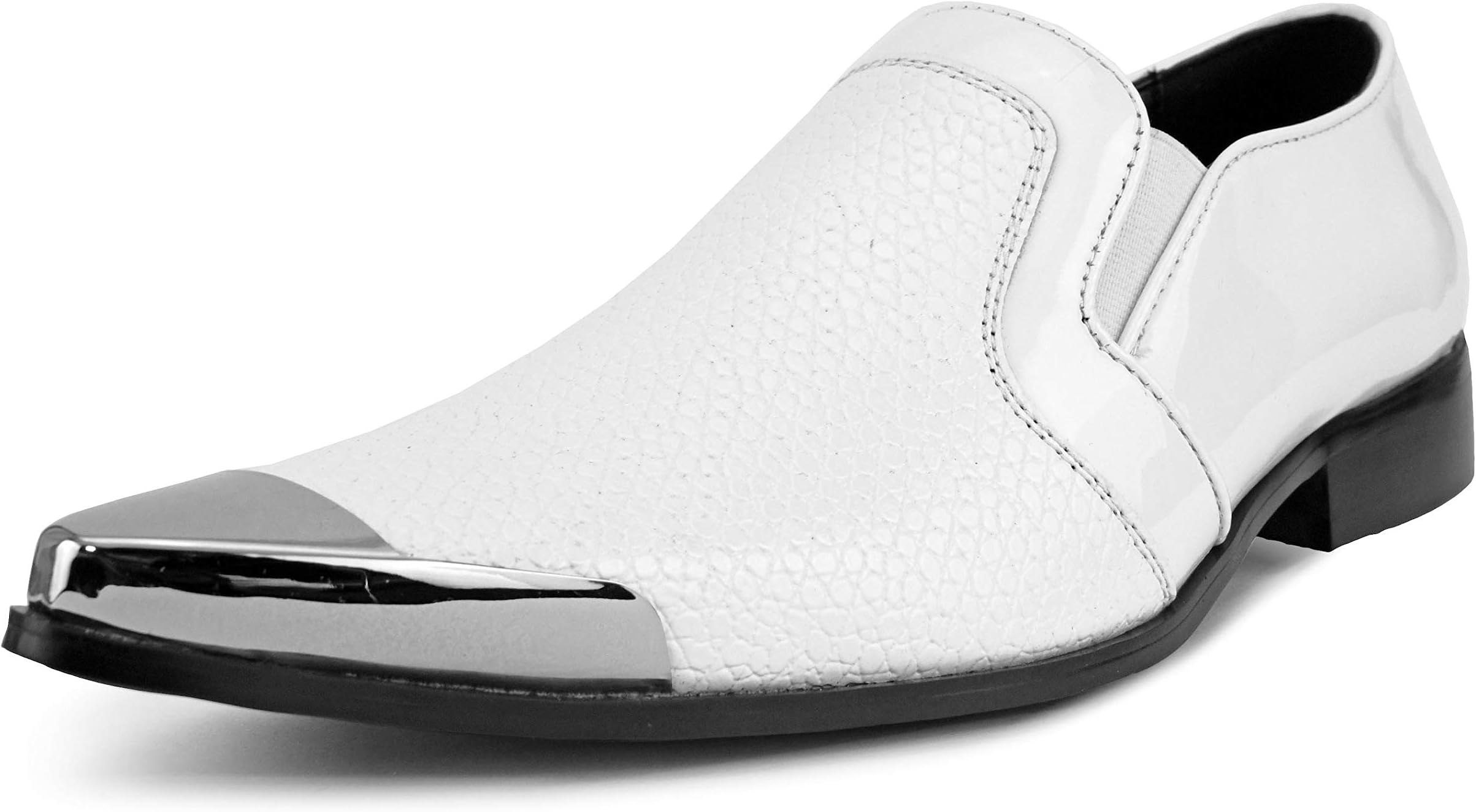 Davis - Men's Dress Shoes, Exotic Patent Loafers for Men - Gun Metal Metallic Tip Smoking Slippers, Dress Shoes for Men - The Original, Designer Shoes