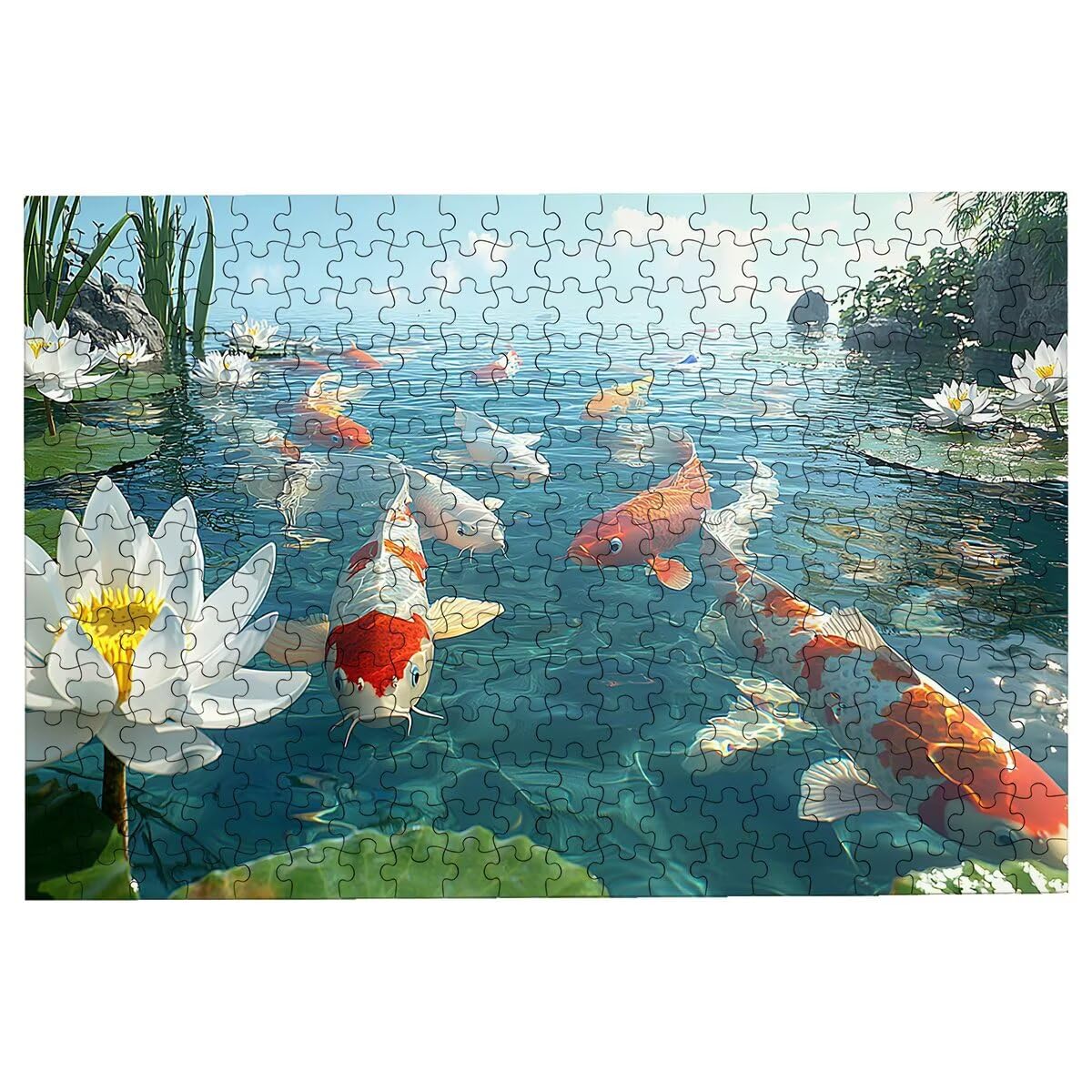 Puzzle 4000 sztuk ryb, puzzle 4000 elementów dla dorosłych lotos, drewniane puzzle dla dorosłych Gry edukacyjne, puzzle z wykwintnym pudełkiem do pakowania prezentów dla kobiet, obraz dekoracyjny