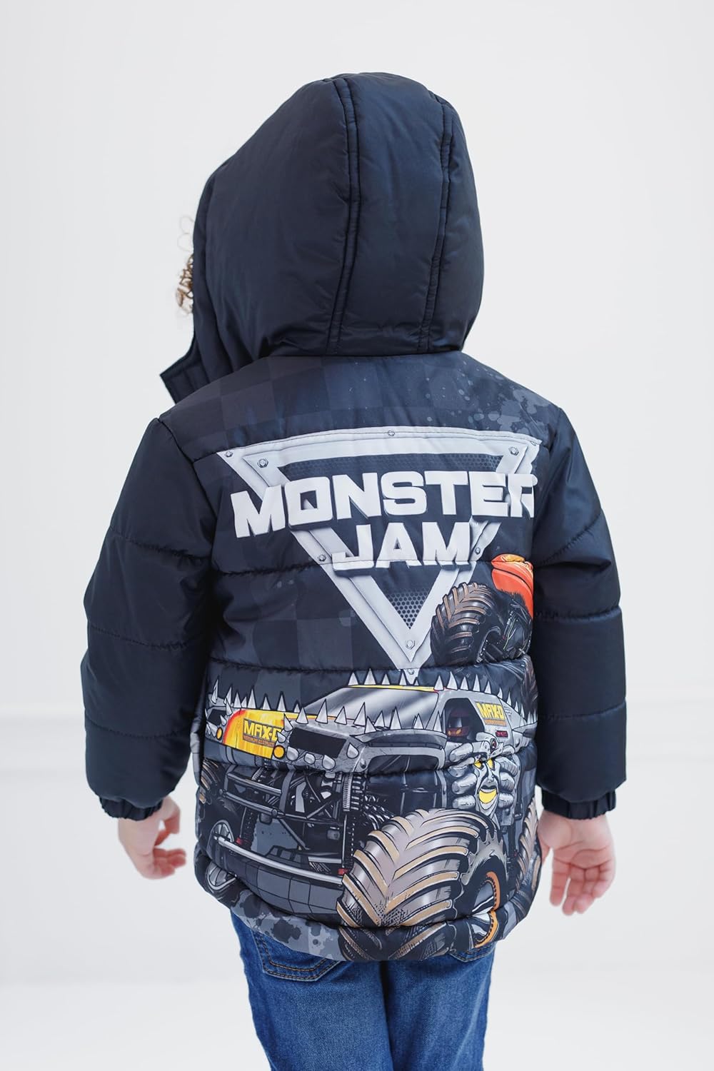 Monster Jam Boys' Hooded Puffer Jacket Toddler to Big Kid