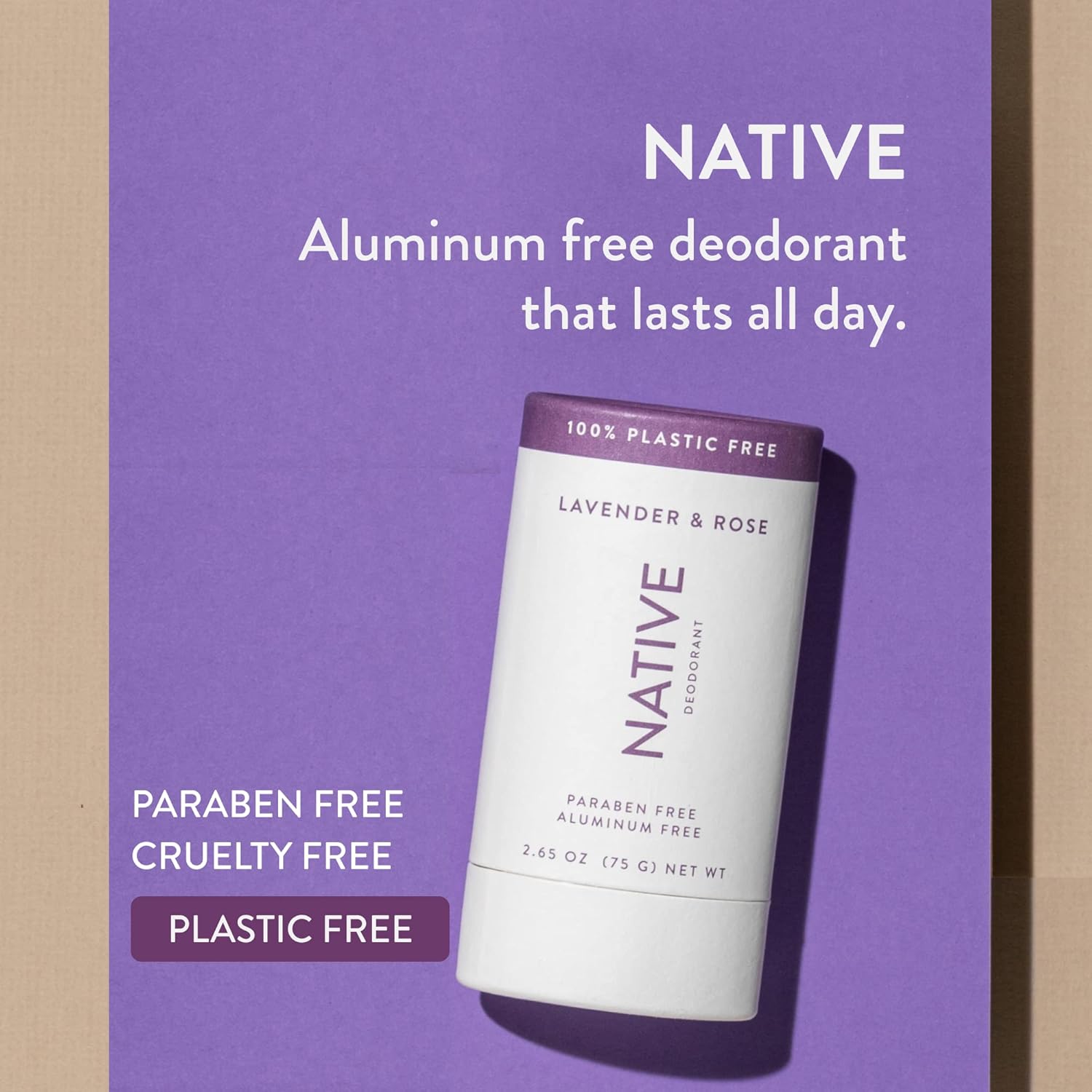 Native Plastic Free Deodorant | Natural Deodorant for Women and Men, Aluminum Free with Baking Soda, Probiotics, Coconut Oil and Shea Butter | Lavender & Rose : Beauty & Personal Care