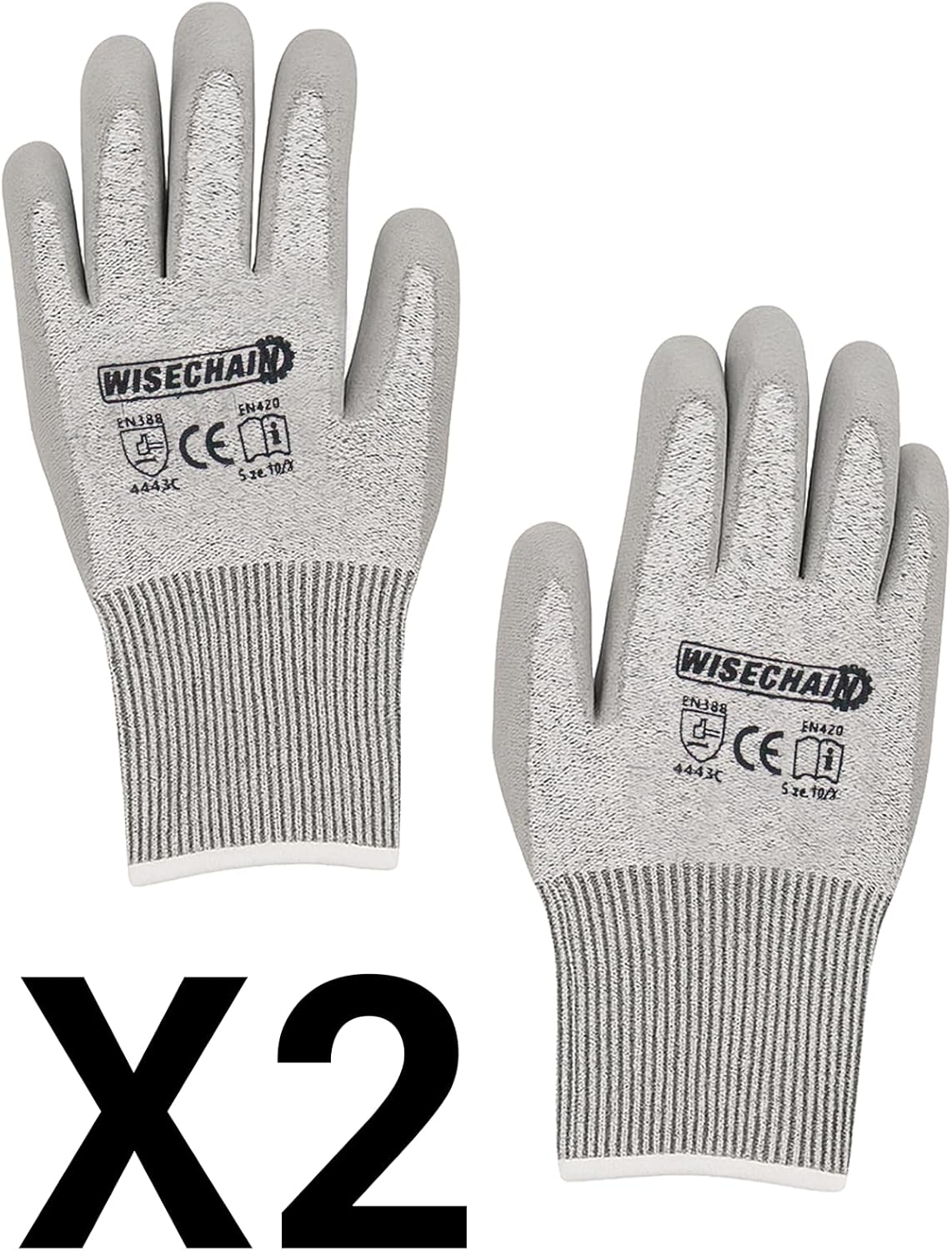 Cut Resistant Work Gloves, Cut Resistant Safety Work Gloves with Grip – Gray, Size XL