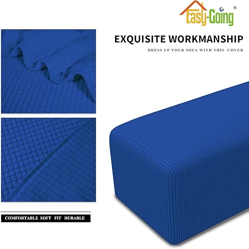 Vista 513 de Easy-Going - Funda elástica para taburete otomano, funda protectora para muebles, funda rectangular con parte inferior elástica Beige