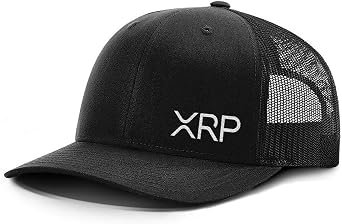 BustedTees Ripple XRP Back Mesh Hat Cryptocurrency Snapback Back Mesh Hat Lower Left Crypto Currency Baseball Cap