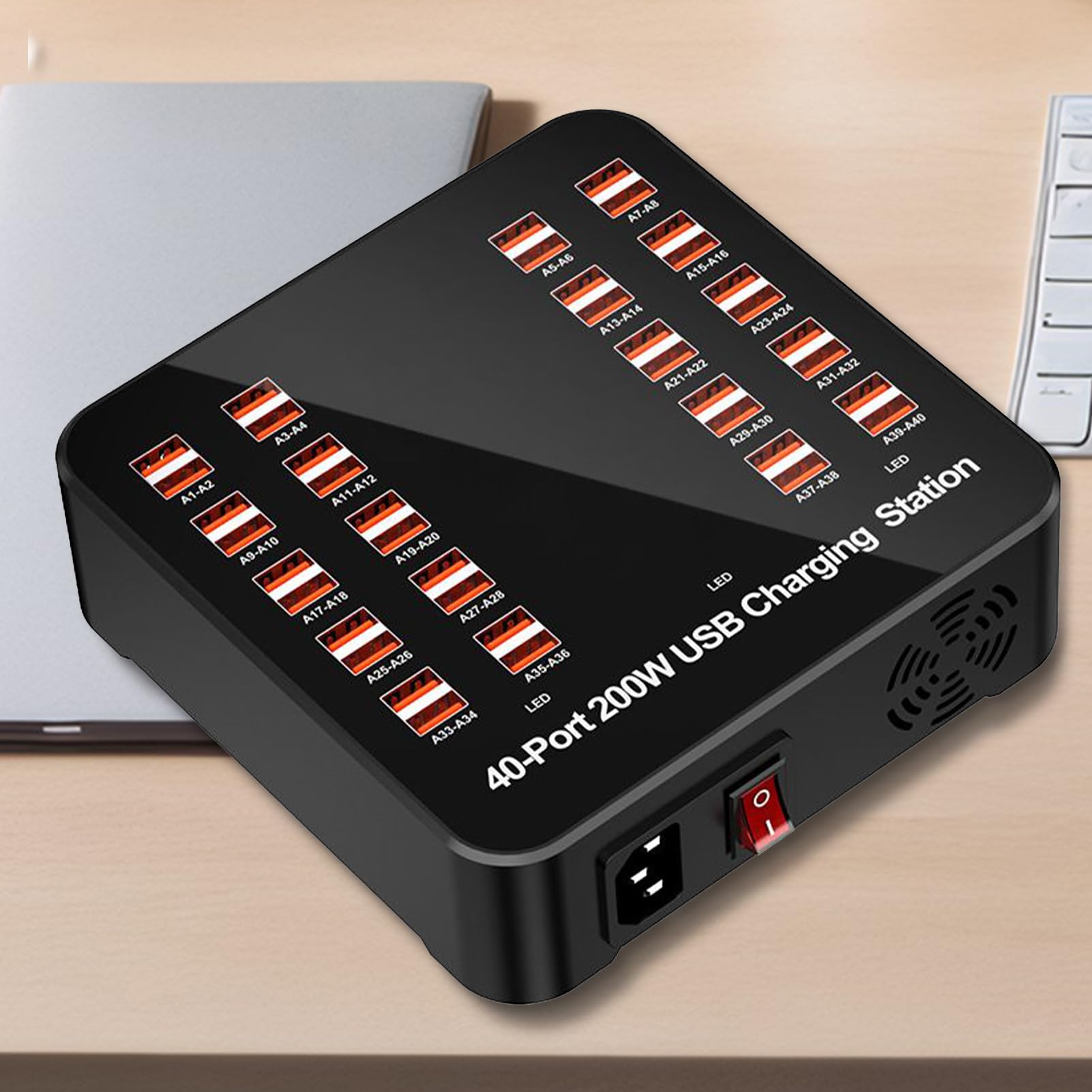Stazione di Ricarica USB Hub Di Ricarica A Porte Multiple | Presa Intelligente per Laptop PC Smartphone Casa Ufficio Viaggio