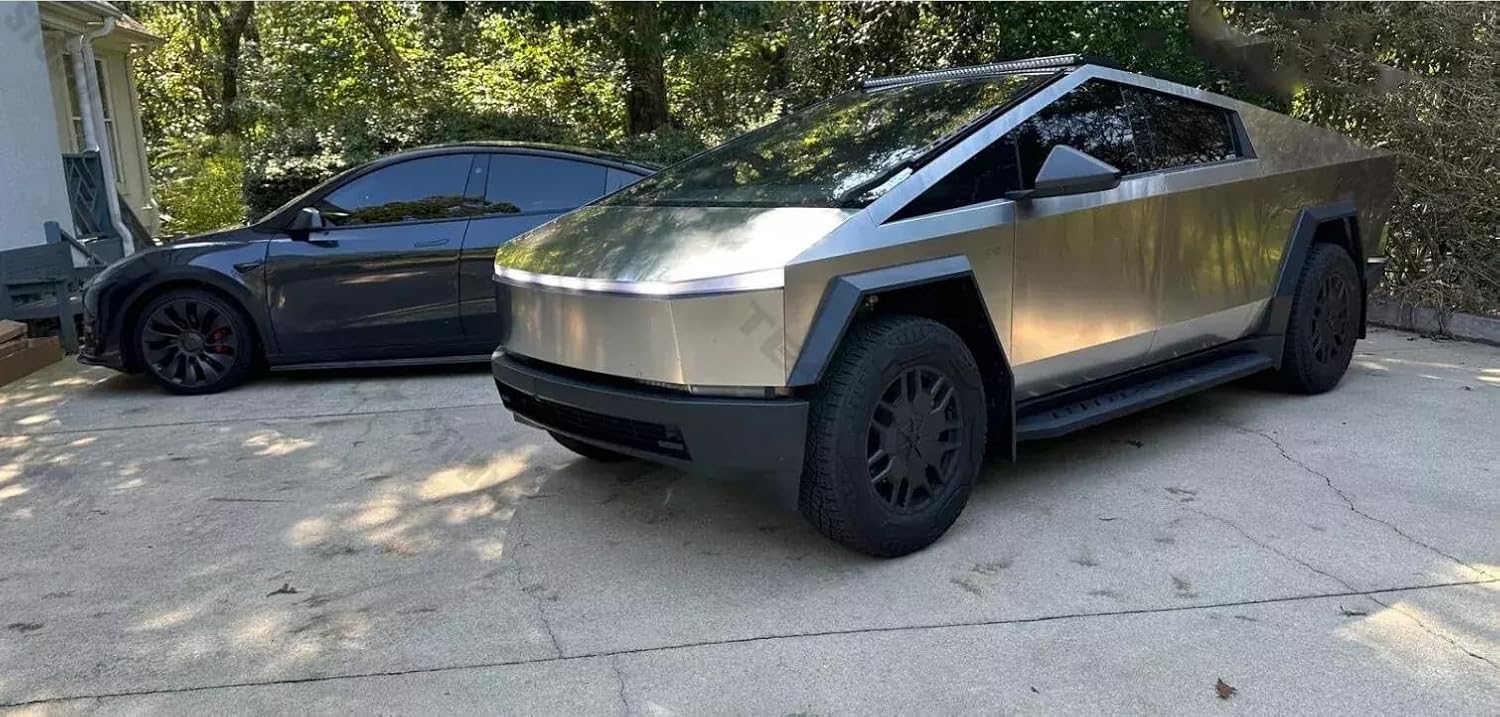 2PCS Aluminum Running Boards Side Steps Black Nerf Bars Fit for Tesla Cybertruck 2024-2025 Black Silver Side Steps Running Boards Nerf Bars