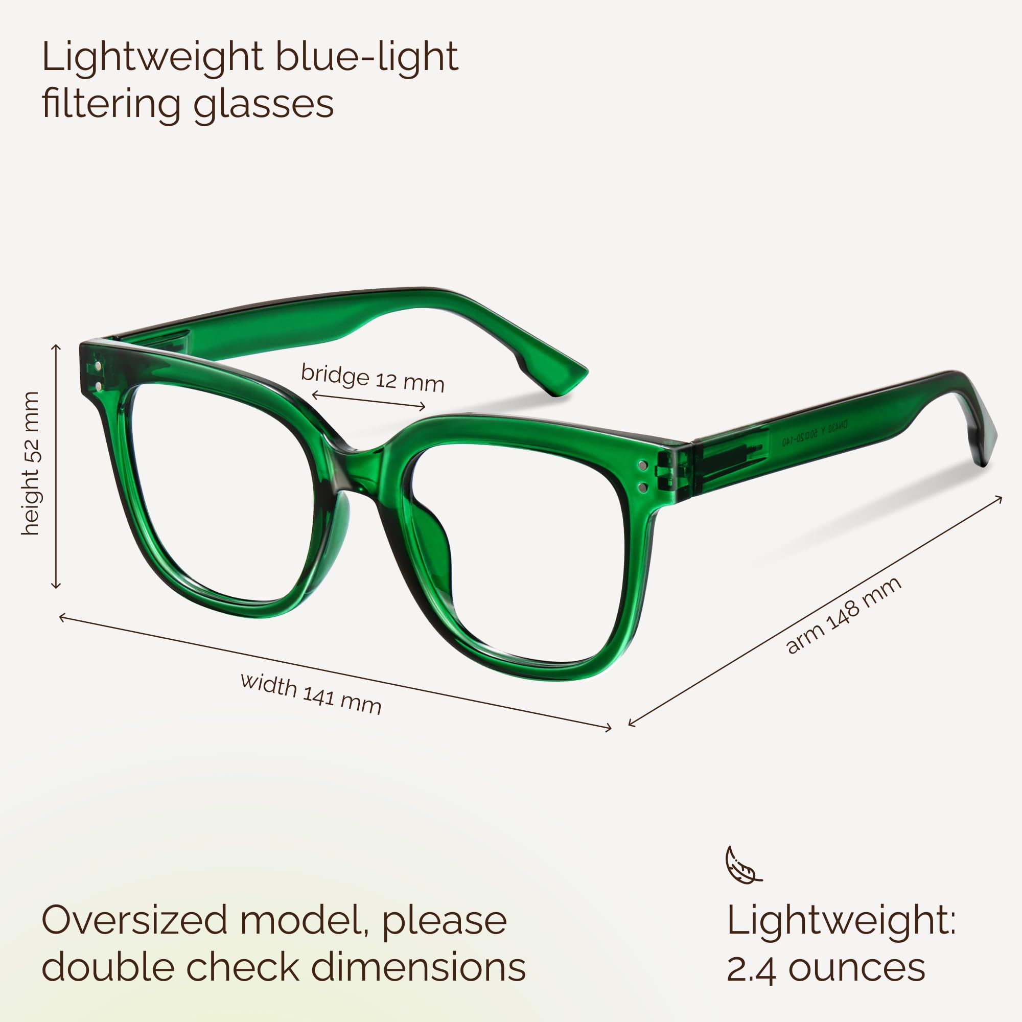 miyya Gafas de luz azul de gran tamaño para mujer, gafas de moda, gafas de pantalla de ordenador, gafas sin receta para mujer