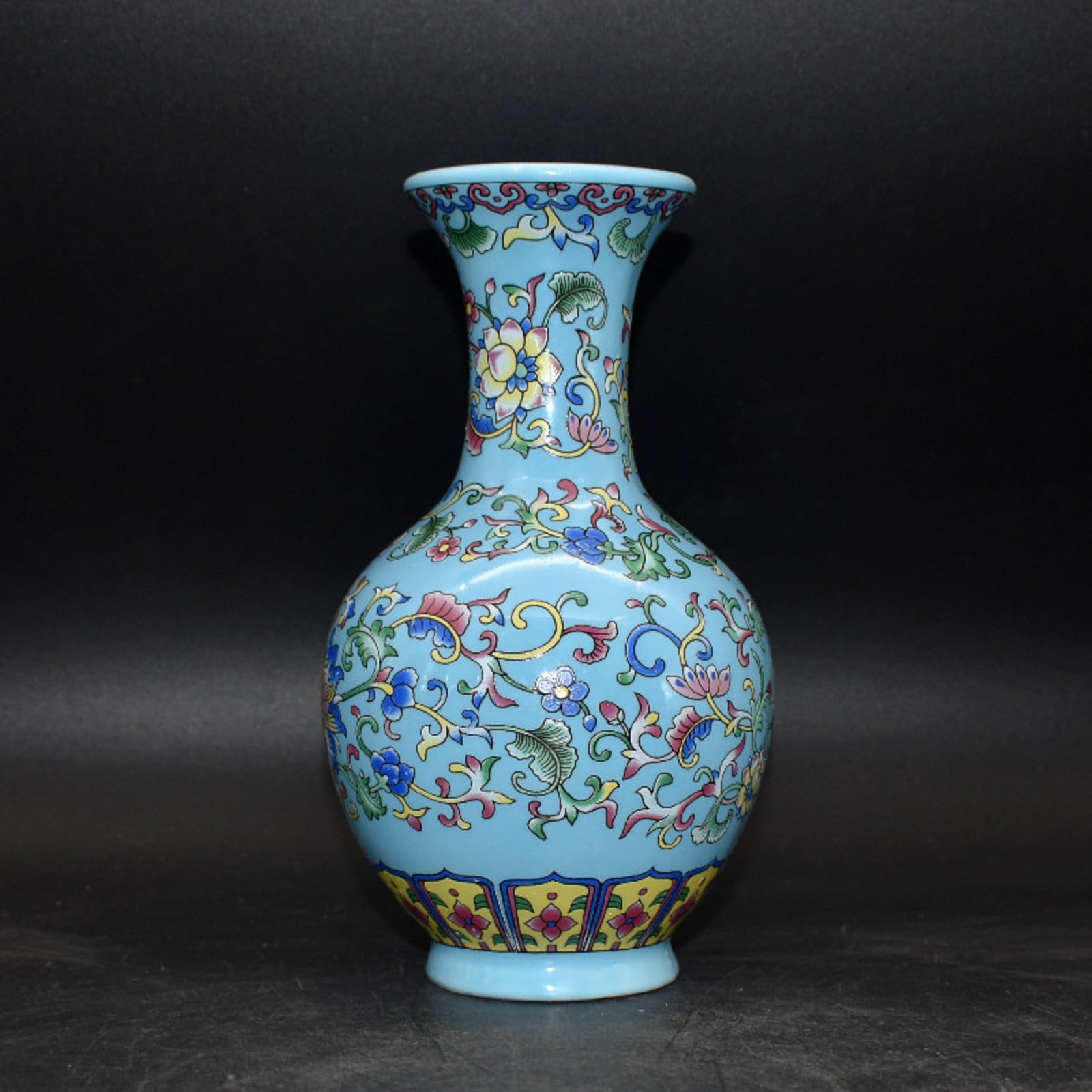 Vase en émail style chinois Qing de 14,7 cm pour salon élégant