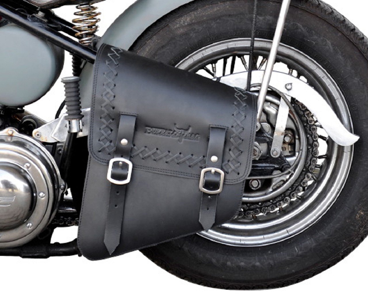Satteltasche Dallas 11 L. XL mit Flechtschnürung Softail und Starrahmen Bj. 1984-2021 & Cruiser 2022- Harley Davidson Linke Seite