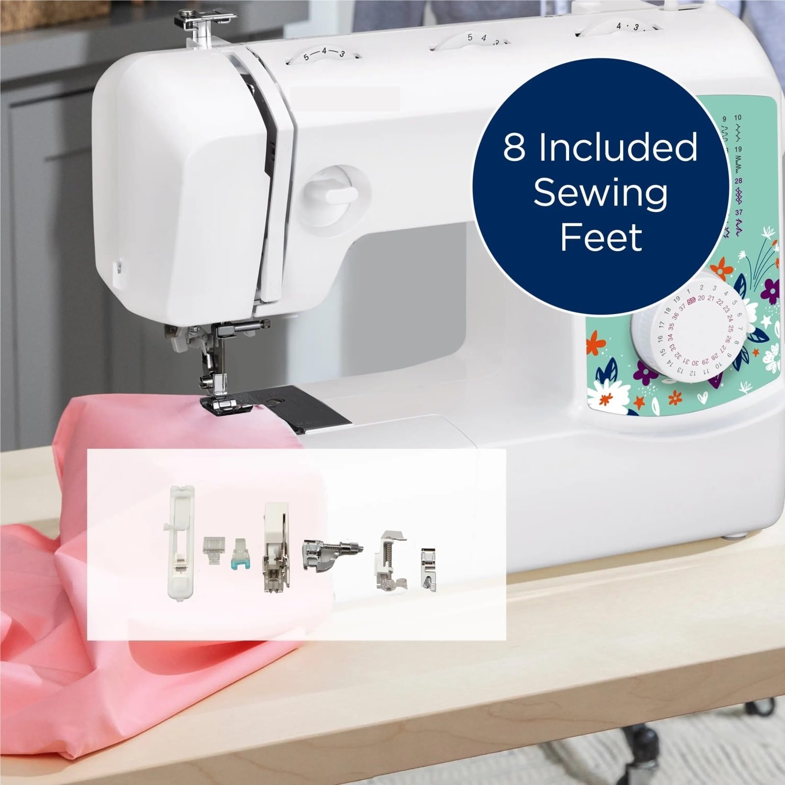 Máquina de Coser, máquina de Coser y acolchar con Puntadas integradas y Mesa Ancha para Decorar y acolchar Puntadas y un selector de Costuras Sencillo.