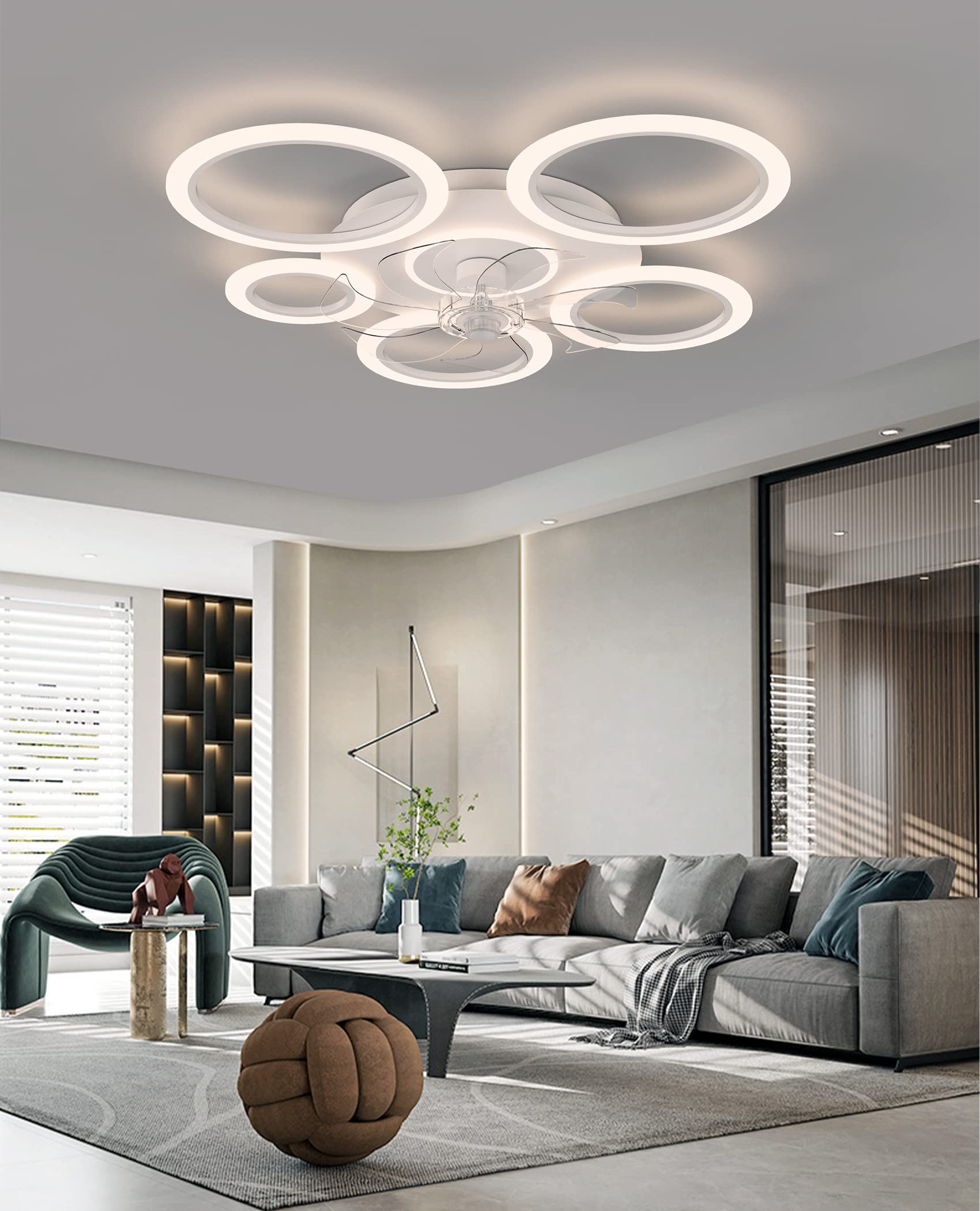90cm（35.43"）ventilatore da soffitto con luce, plafoniera silenziosa con telecomando, plafoniera dimmerabile da 70W con timer di ventilazione con luce del ventilatore, camera da letto-soggiorno