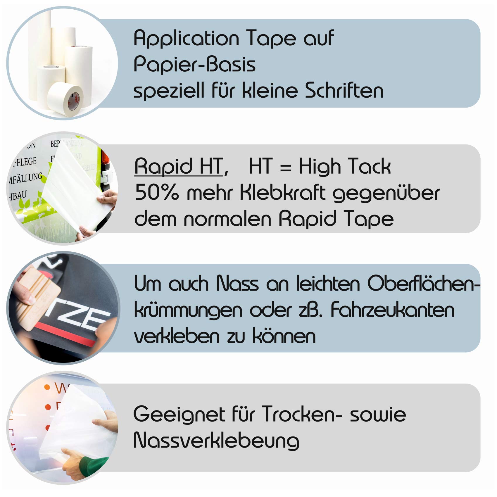 Finest Folia 50 Meter Gronal Ultratape HT Rapid High Track Übertragungsfolie Applicaton Tape Transferfolie Übertragungspapier (Papier Rapid HT, 60cm breite)