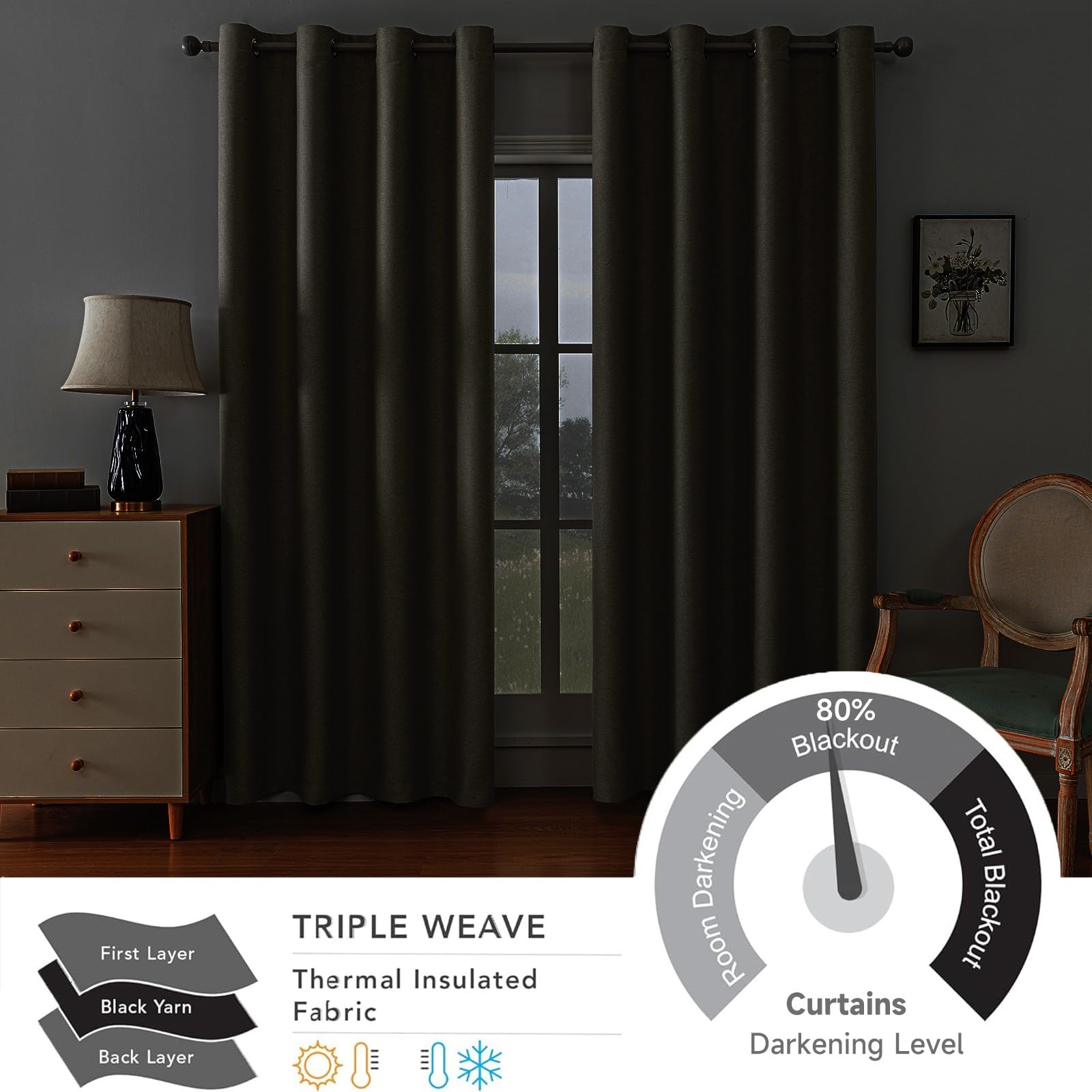 Ystyle Tende Oscuranti per Interni 2 Pezzi, 140x280cm, Tende Camera da Letto Moderne con Anelli, Tende Natalizie Impermeabile, Tenda Termica Isolante Freddo per Soggiorno Cameretta, Blu