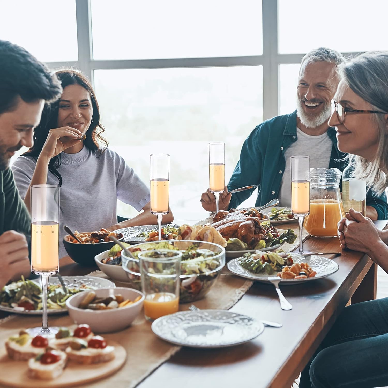 Gerrii 6 oz Acrylic Stemmed Champagne Flutes Unbreakable Plastic Champagne Glasses Reusable Wine Toasting Goblets Crystal Disposable Cocktail Cups for Party, Wedding, Birthday (Clear,18 Pcs)