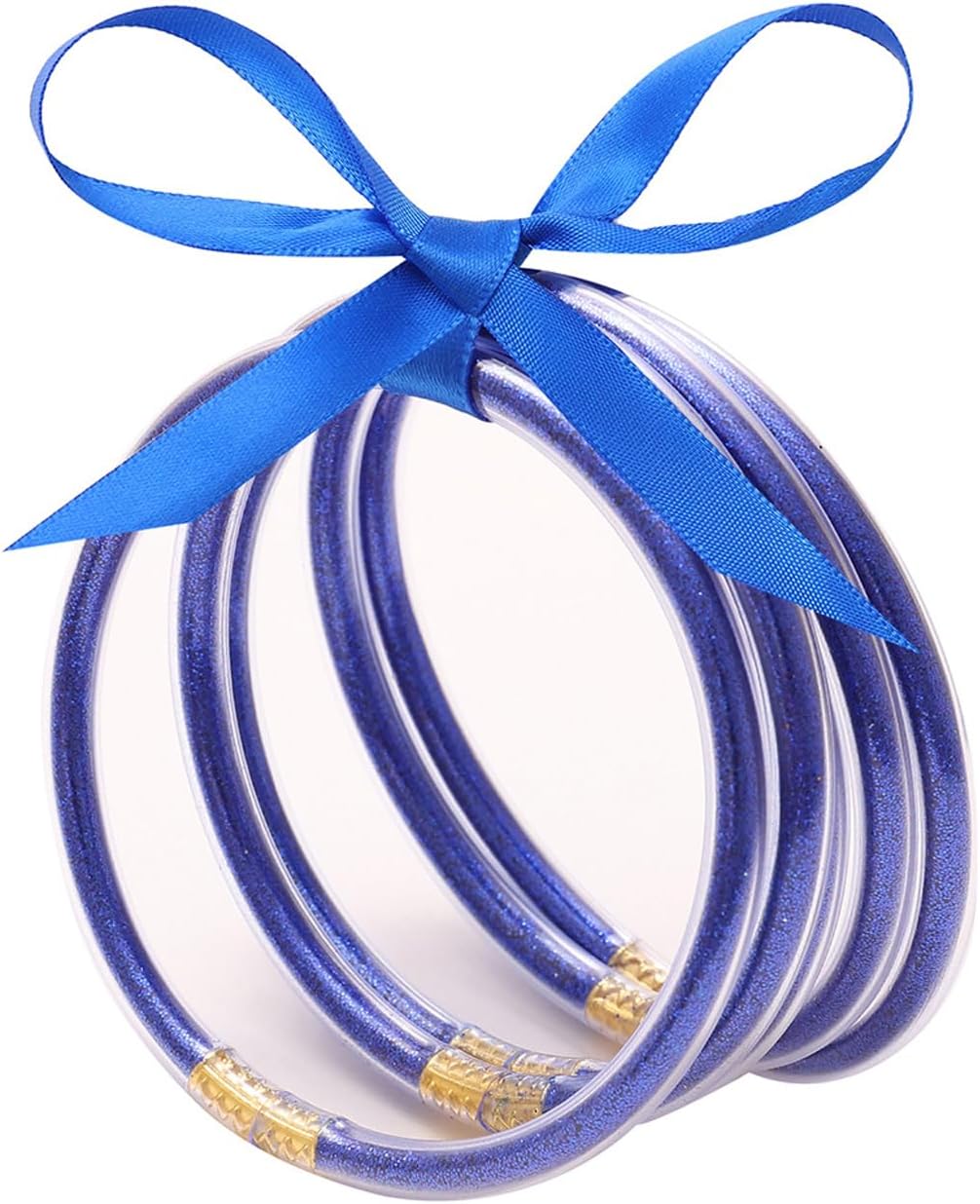 Long tiantian Cute Jelly Bangles Bracelets for Women 80's Neon Pink Glitter Dress Glitter Filled Jelly Bracelet Buddha Purple Dress Accessories Outfit for Women Trendy 2025