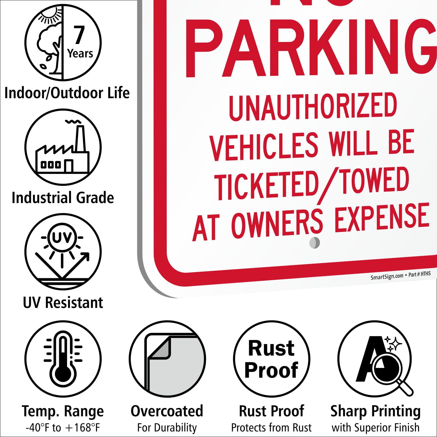 SmartSign Fire Lane - Señal de vehículos no autorizados remolcados - 12 x 18 pulgadas, compuesto de aluminio de 120 mil (ACM), material reflectante de grado ingeniero, rojo y blanco