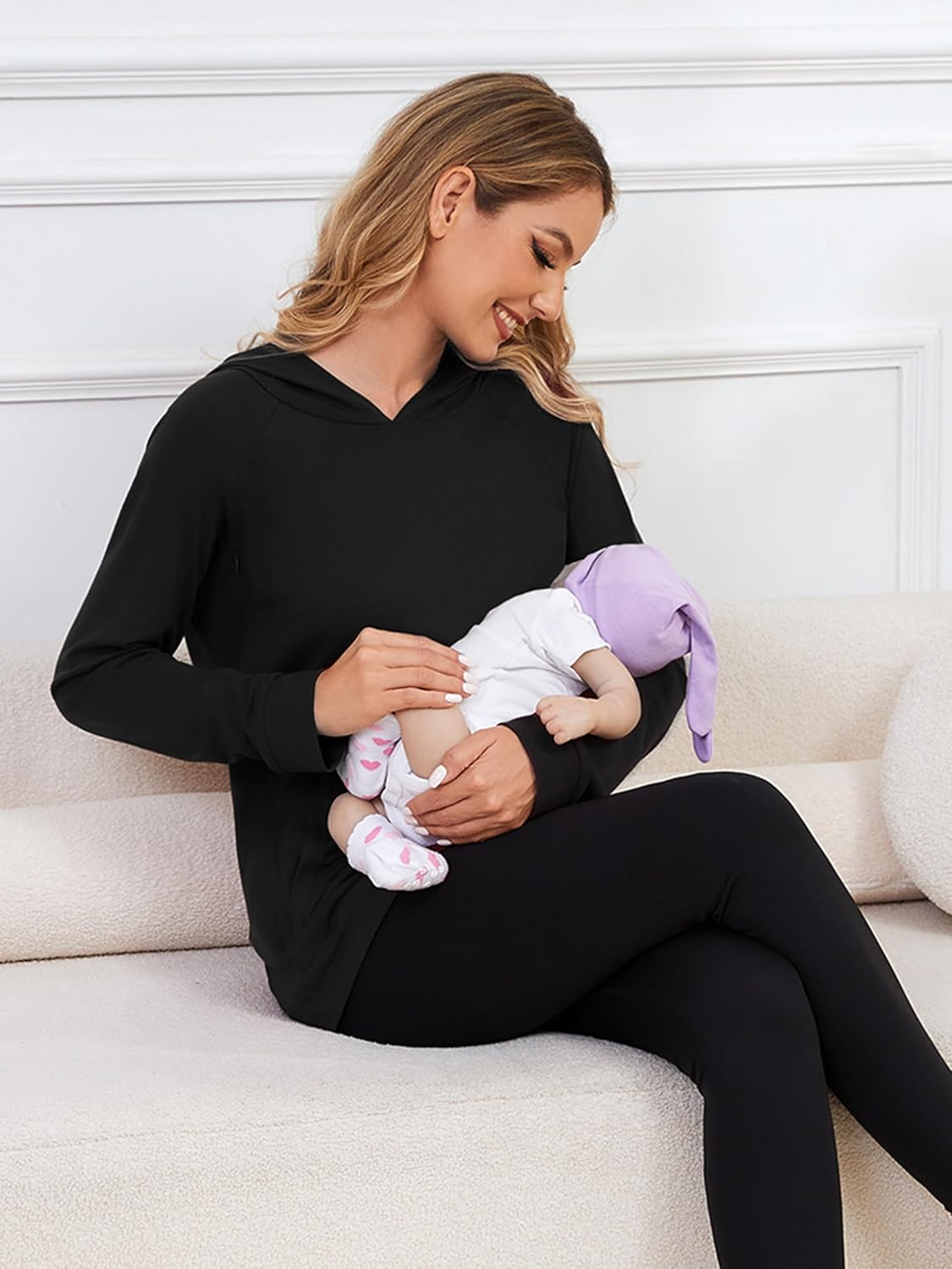 Liu & Qu Women's Nursing Sweatshirts for Breastfeeding with Hidden Zipper Long Sleeve Maternity Hoodie Causal Clothes - Image 2