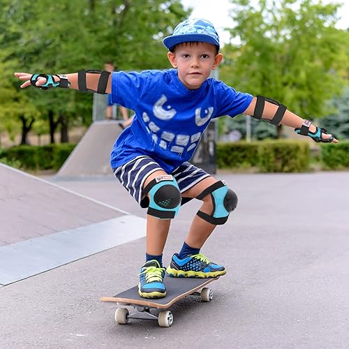 Miniatura 9 de Rodilleras para niños, rodilleras, coderas, muñequeras, equipo de protección, para niños, patinaje en línea, ciclismo, BMX, bicicleta, monopatín,