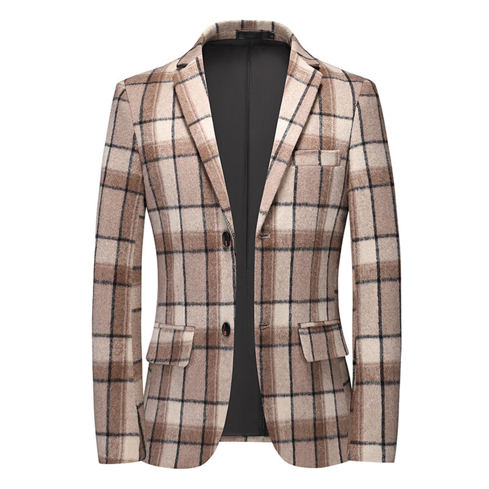 Pijama para hombre a cuadros otoño Sakko Slim Fit Modern Blazer Moda Cómodos Ligeros Regular Hombres Elegantes Chaquetas para Bodas Fiestas Diario Clásico Manga Larga