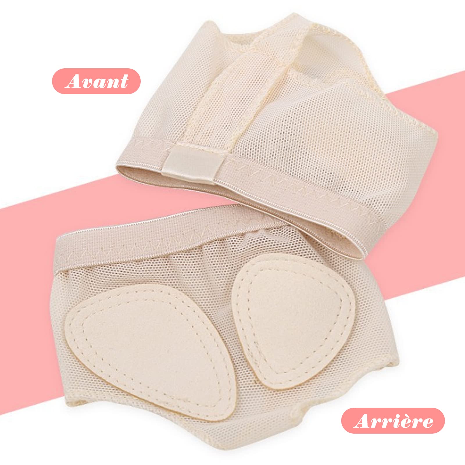 VEGCOO 3 Paires Coussinet Pied Antidérapant Strings Pied Ballet Dance Orteils Pad Danse Coussinets Avant-Pied Coussinets Métatarsiens String Pied pour Danse Coussin de Pieds(L)