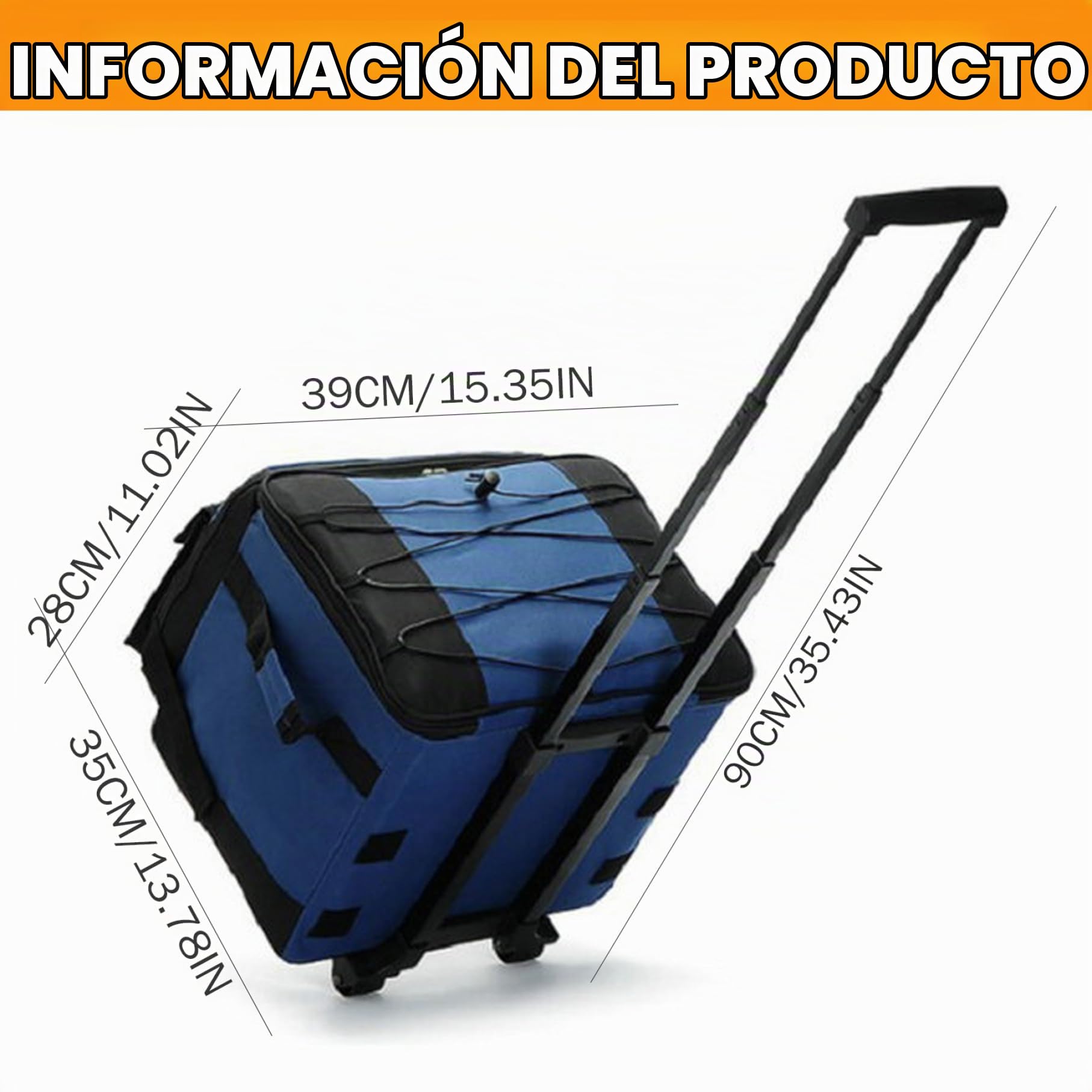 Nevera portátil de 38L con Ruedas y asa, Bolsa Aislante con Cierre de Cremallera Plegable, Impermeable, de bajo Ruido, para Playa, Camping, Viajes
