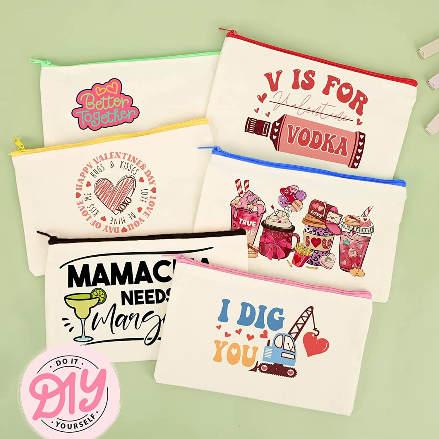 SENENQU Lot de 30 Pochette Tissu Zippée Trousse en Toile Personnalisable Couleur, 12×21CM Trousse en Tissu de Rangement, Pochette Maquillage à Personnaliser, Trousses à Crayons Vierge pour DIY