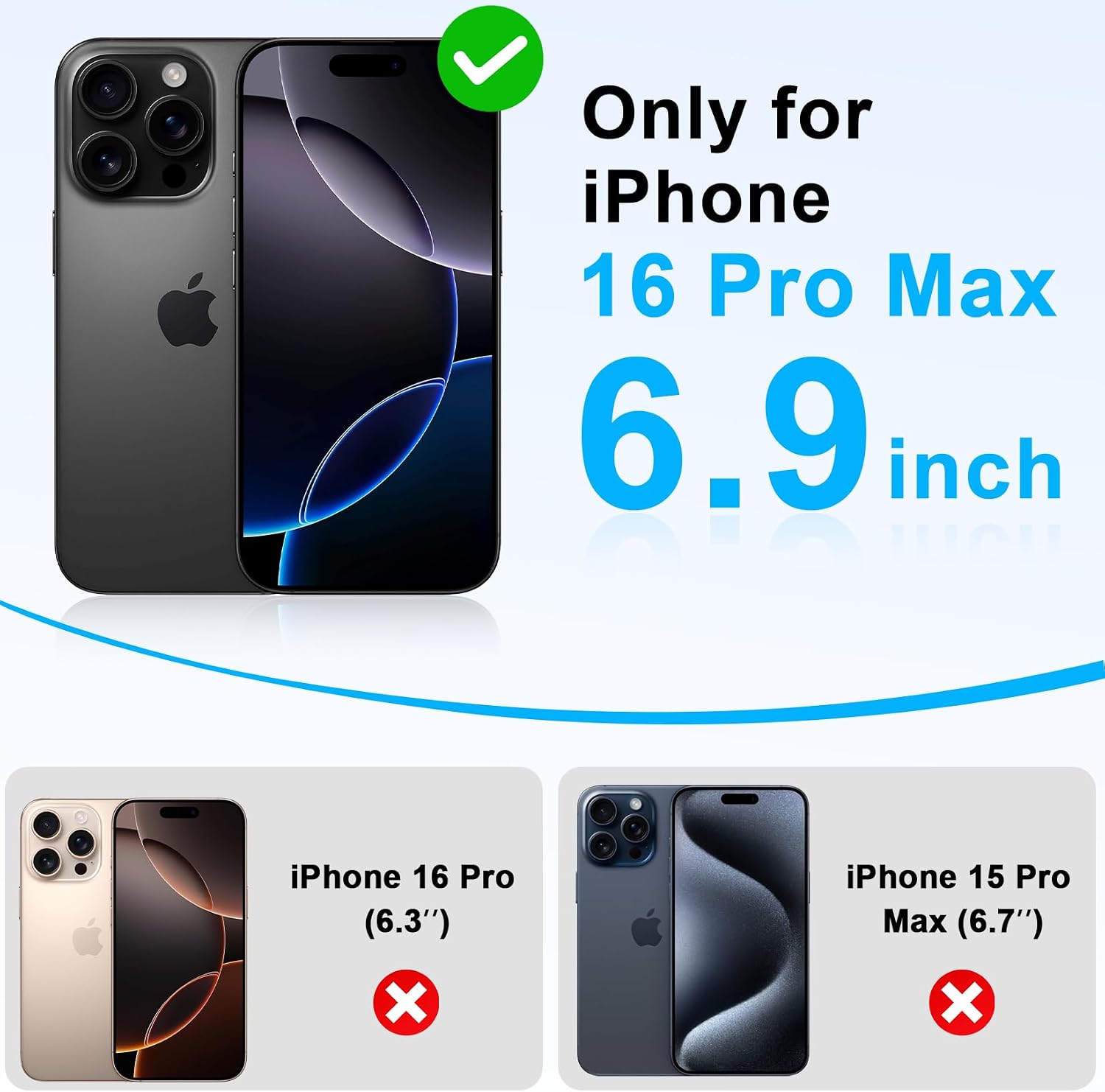 2 in 1 Case for iPhone 16 Pro Max with Belt Clip Defender, Heavy Duty Shockproof Holster with 360 Rotating Kickstand, (6.7" Black)