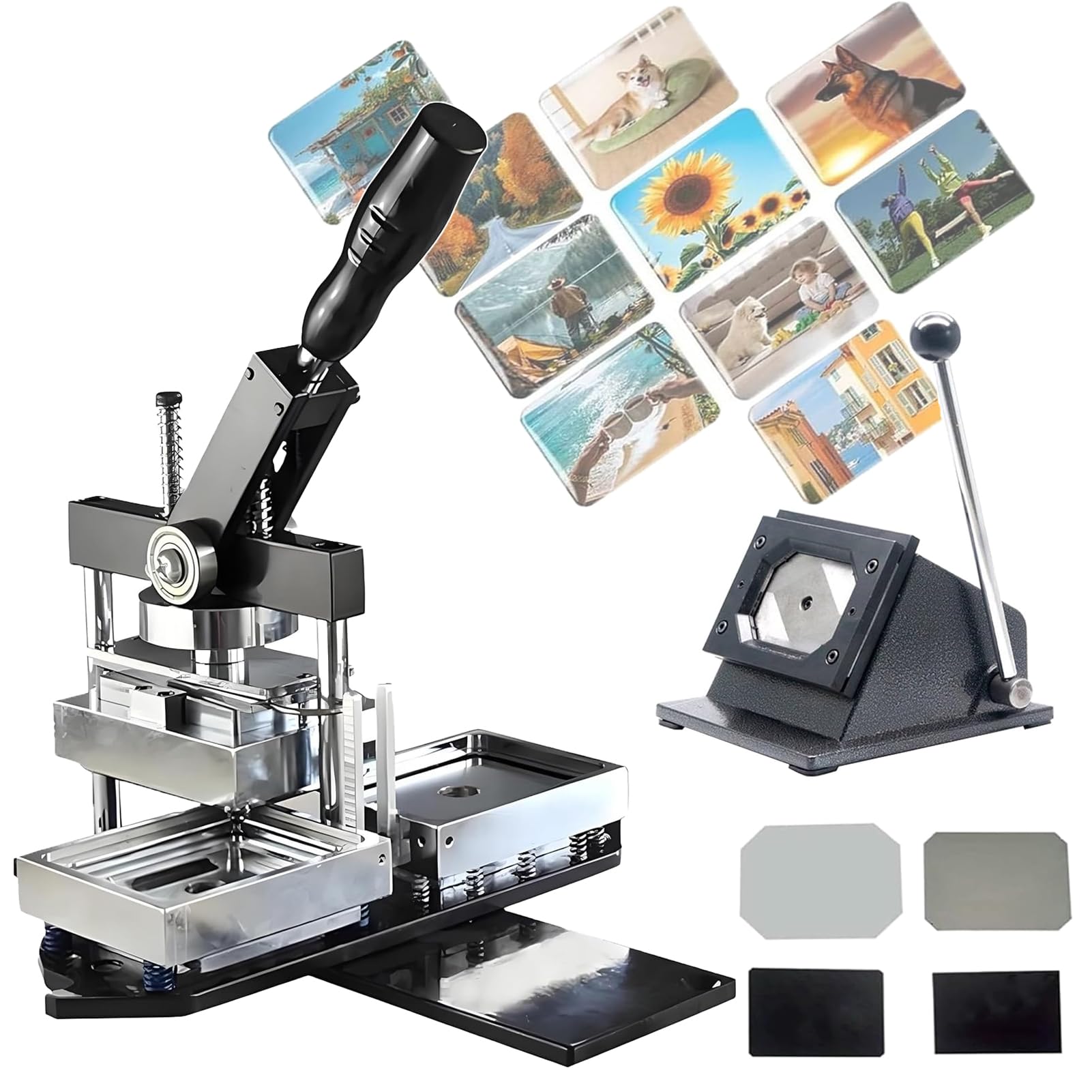 Zestaw do tworzenia identyfikatorów DIY 3 x 2/8,9 x 6,3 cm prostokątny zestaw magnesów na lodówkę z maszyną do przypinania guzików, obcinarką do papieru i 100 komponentami - idealny do