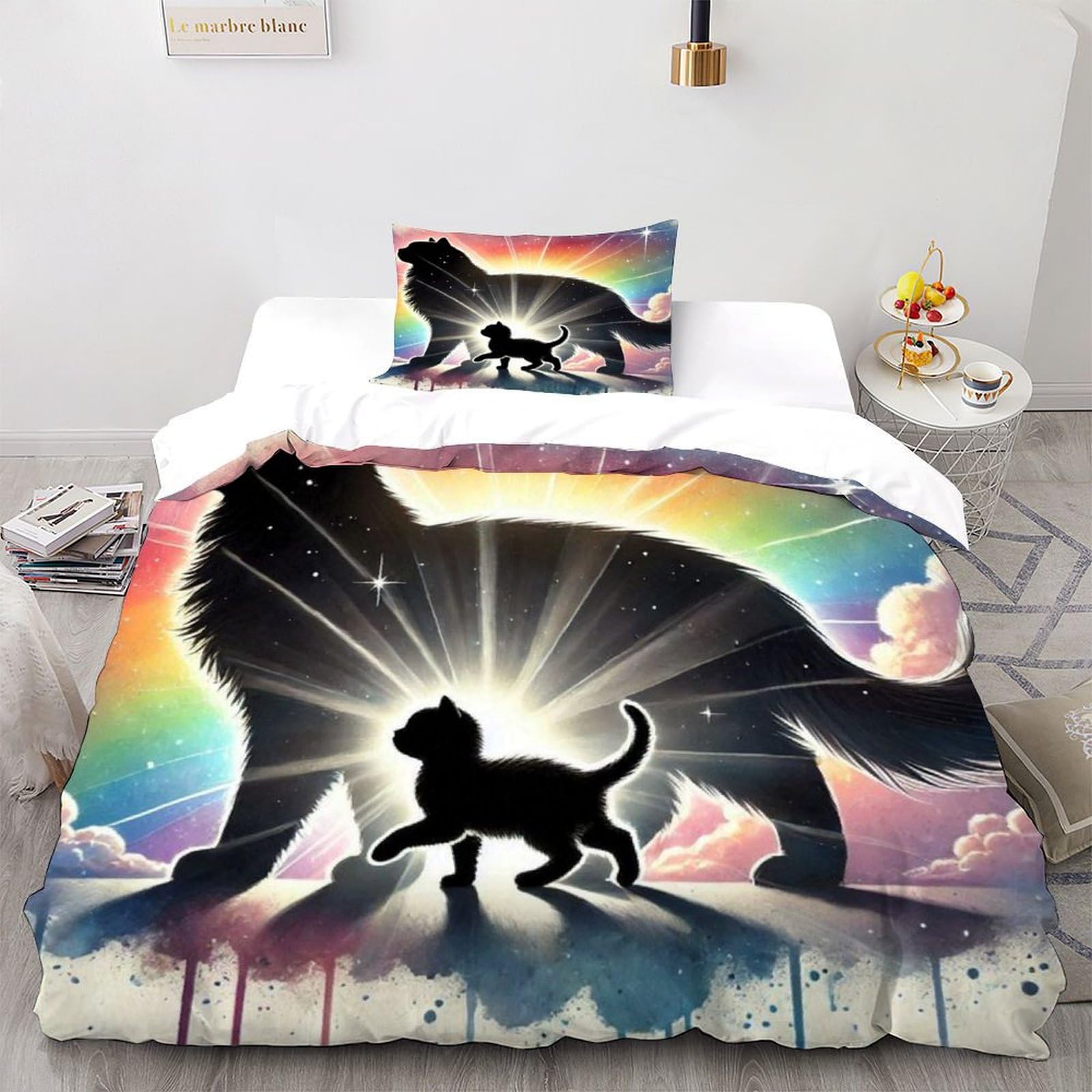 Parure de lit microfibre chat sauvage avec fermeture éclair