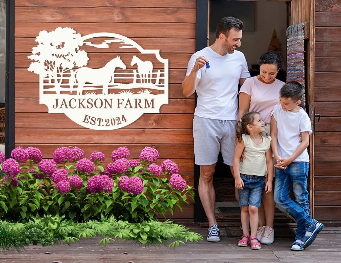 Personalized Farm Sign, Custom Ranch Decor, Family Farm Sign, Horse Metal Name Signs, Custom Farmhouse Decor, Farmhouse Monogram Wall Decor, Farmer's Gift