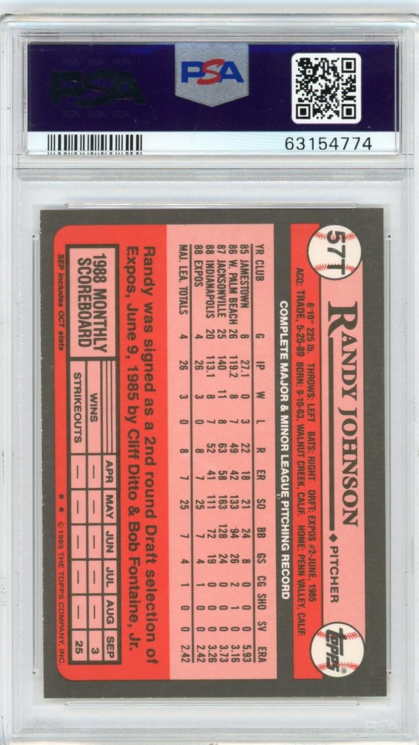 Graded 1989 Topps Traded Randy Johnson #57T Rookie RC Baseball Card PSA 10 Gem Mint