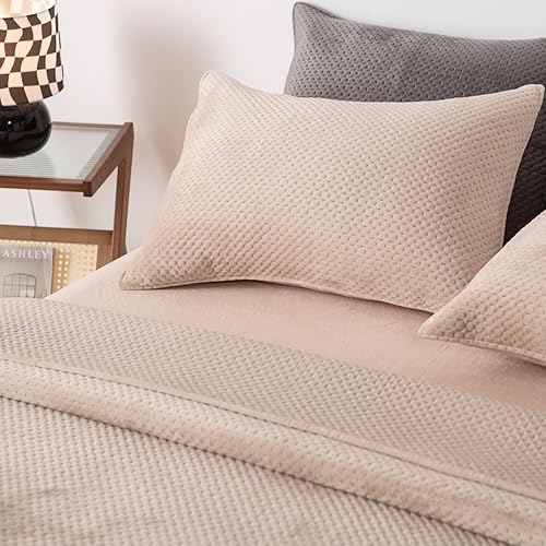 Miniatura 2 de KASENTEX - Juego de colcha de felpa de terciopelo y poliéster, diseño lujoso, grandiosa, suave y cálido, lavable a máquina. Cubrecama.