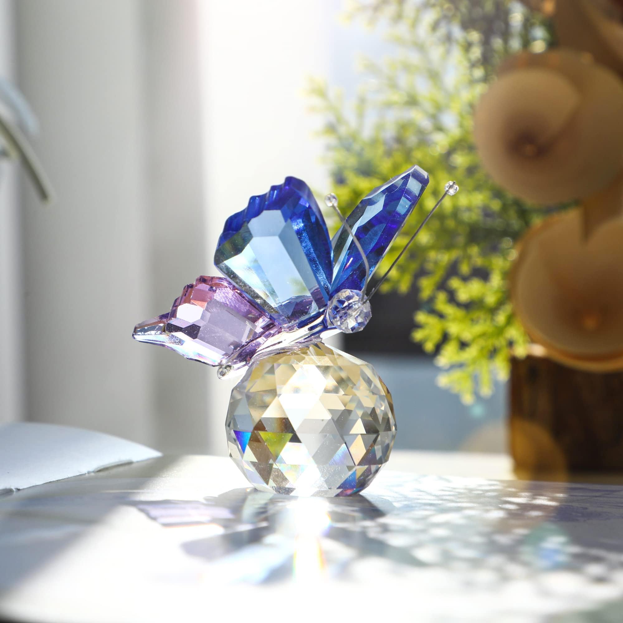 Figura decorativa de mariposa de cristal para decoración de boda del hogar, decoración de mariposa voladora, estatua coleccionable (paquete de 4)