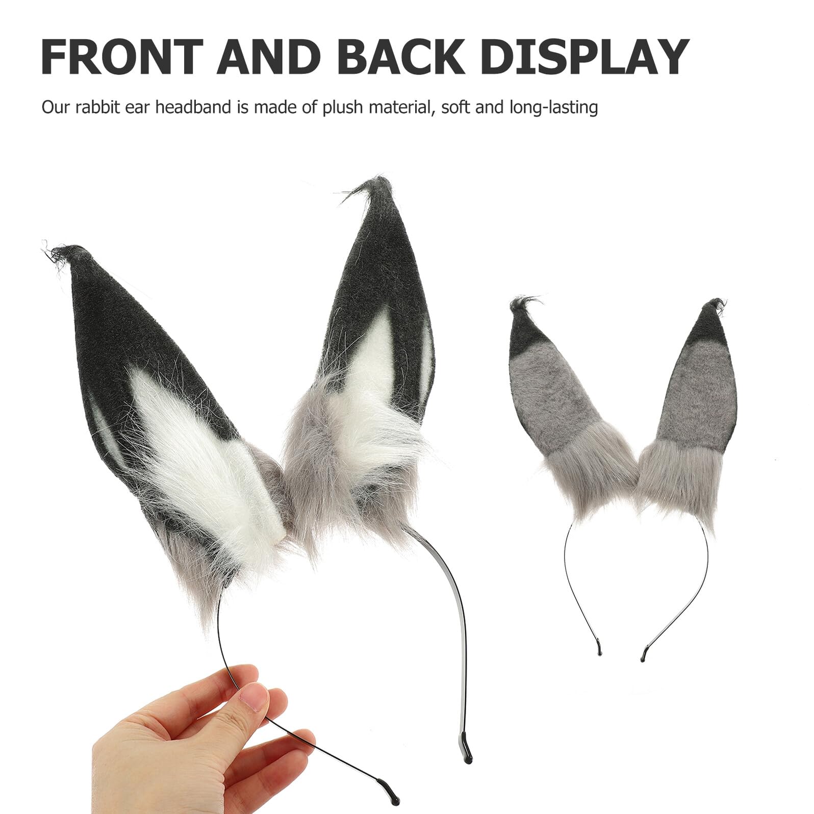 Serre-tête Oreilles Lapin Peluche Douce Bandeau Animalier Fluffy pour Cosplay Pâques Carnaval et Fête Adulte Fille