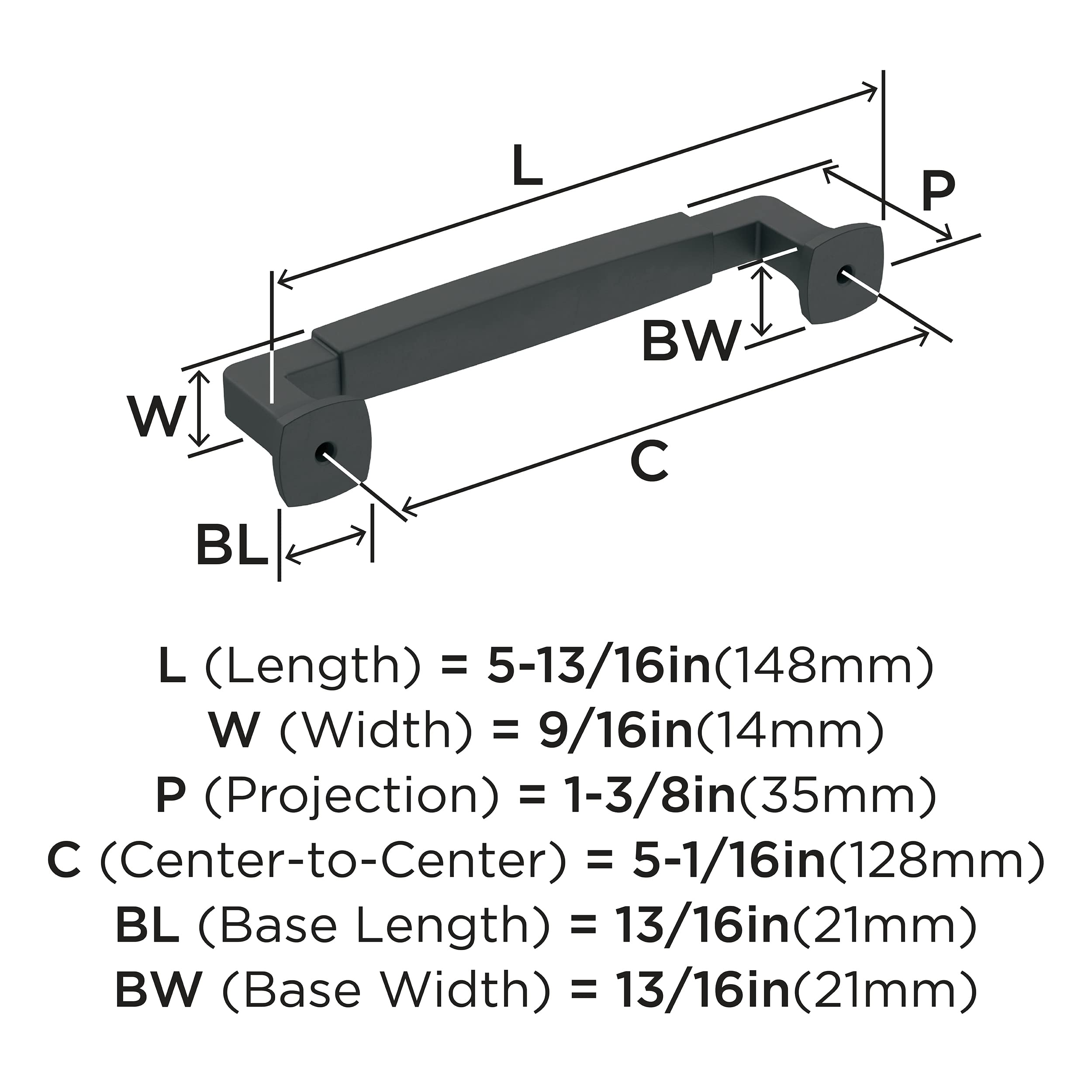 Amerock, Matte Black, 5-1/16 inch (128mm) Center-to-Center - Image 4