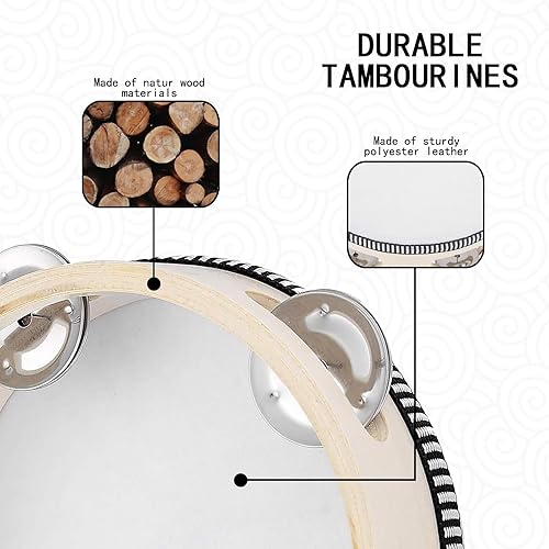 Miniatura 4 de Pandereta de mano, 3 unidades, 6, 8, 10 pulgadas, percusión de tambor de madera de pandereta, pandereta musical educativa, instrumentos de orff,