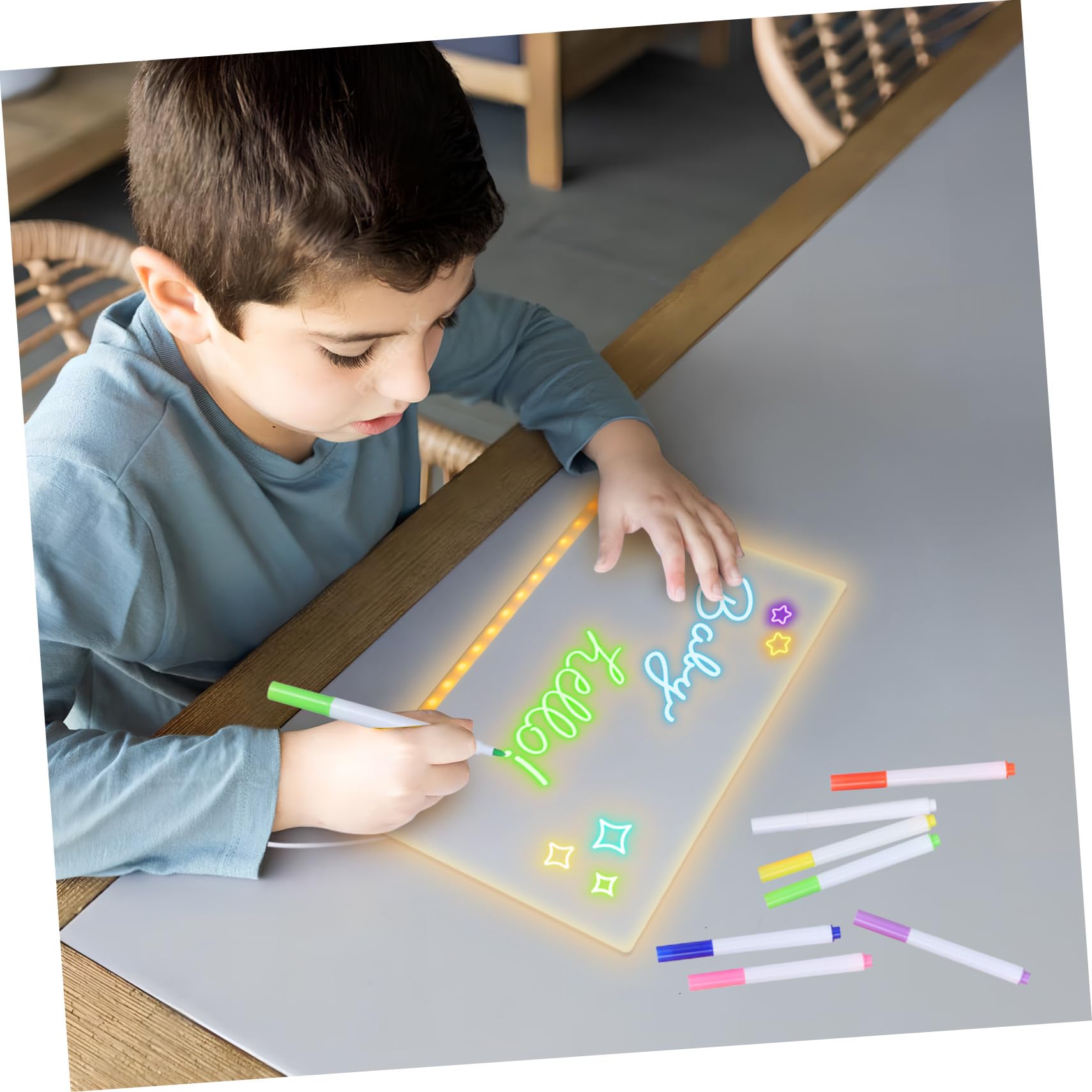 Lavagna Luminosa LED per Tavoletta Acrilica Cancellabile con Supporto Scrittura e Colori per Apprendimento e Creatività Notturna