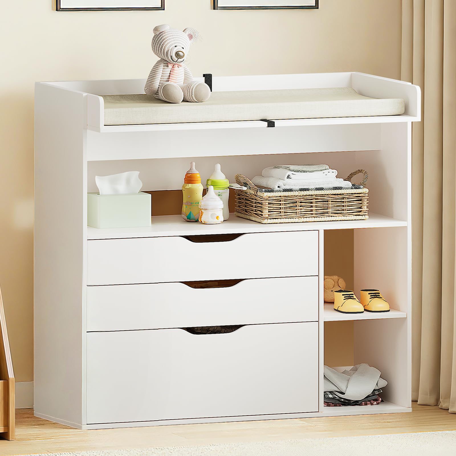 baby dresser changing table Premium White 5-Drawer with by Kerrogee - 47.2"L - On Sale - Bed Bath & Beyond our Kendall Collection features Craftsman Avery 6 Drawer Dresser with