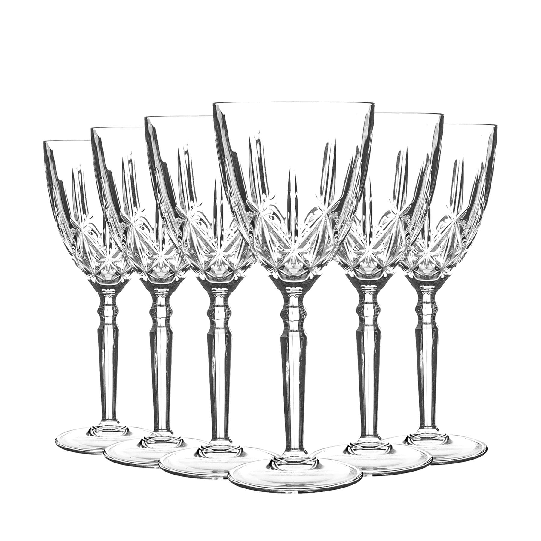Buy RCR Crystal 6 Piece Orchestra Cut Glass Wine Glasses Set Vintage