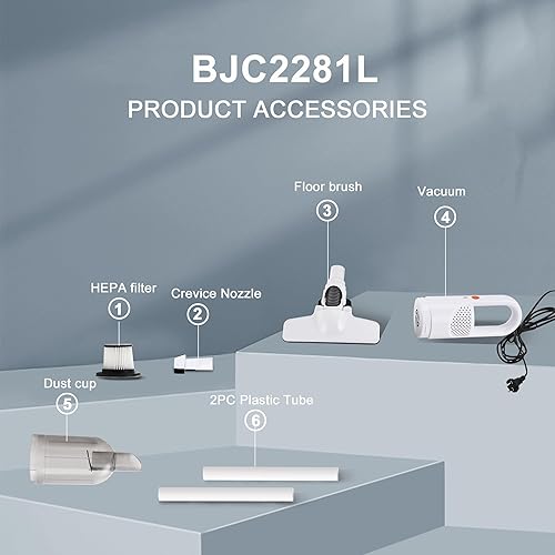 Miniatura 8 de Aspiradora de mano, aspiradora ligera 6 en 1 con potente motor de 100 W y pantalla LED, aspiradora portátil de mano para el hogar, alfombra de piso