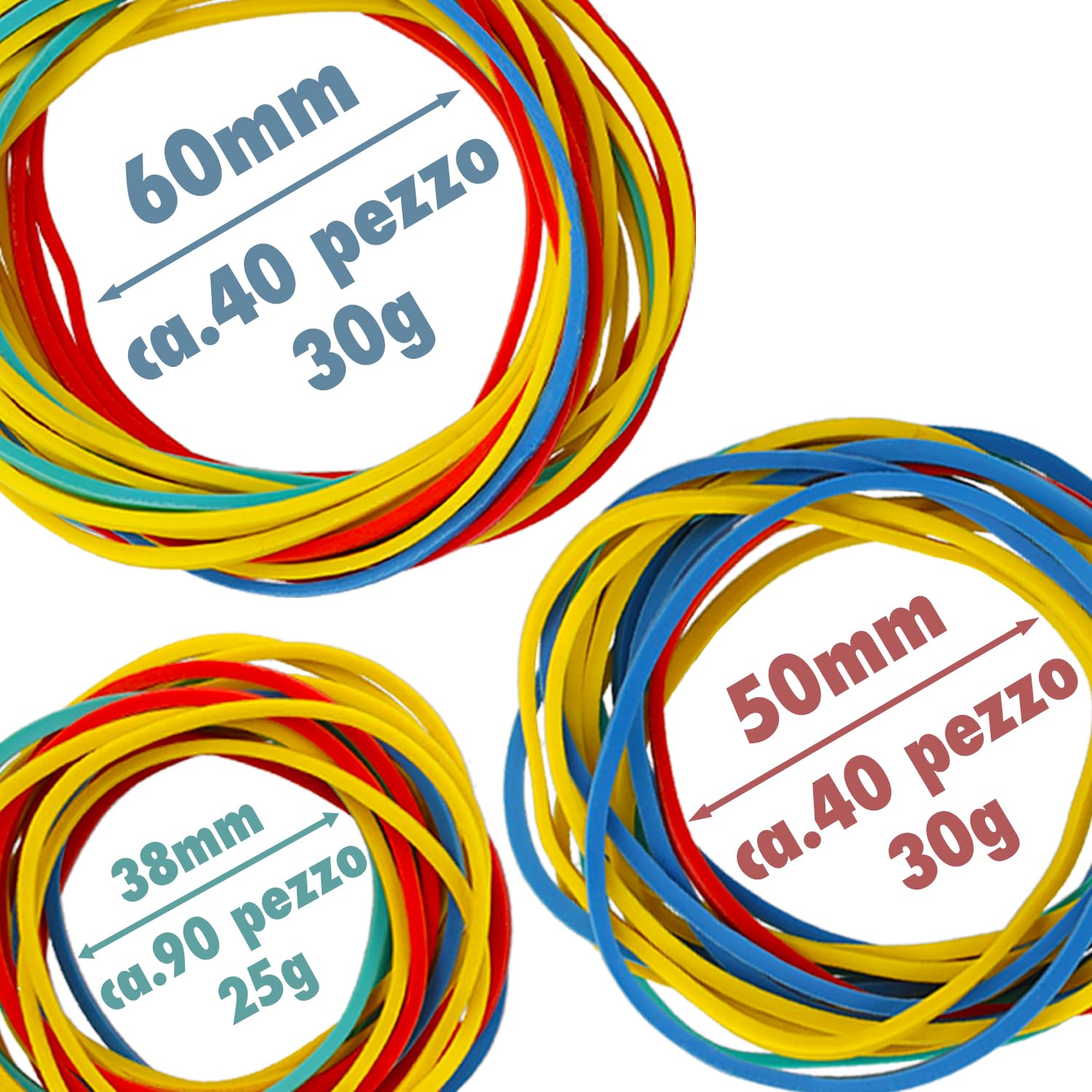 Westcott Elastici 80 g, 170 elastici colorati, Ø 60-38 mm, E-10581 00