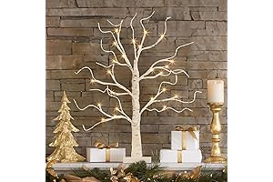 EAMBRITE Lighted White Birch Christmas Tree