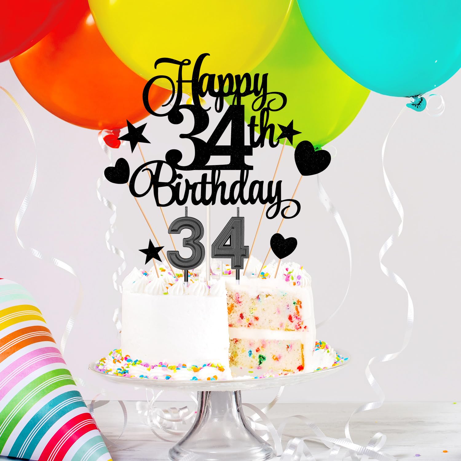 Black Birthday Candles Number 5 Candle With 6pcs Long Birthday Candles For Cake, 5 - View #13